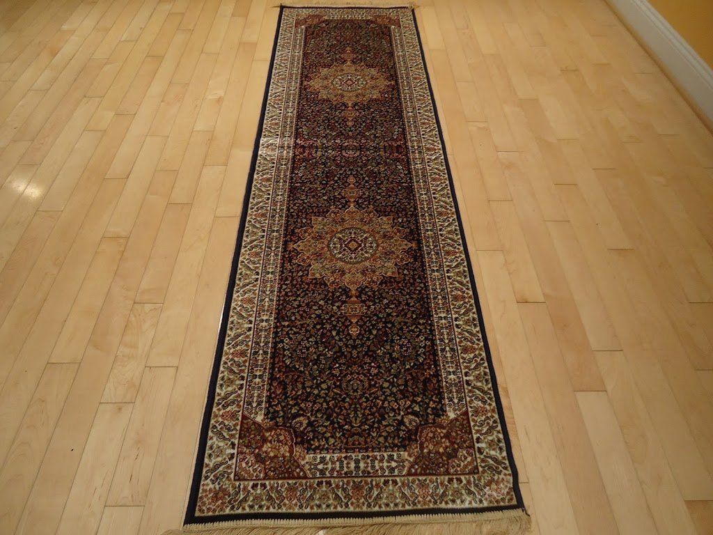 Luxury Navy Persian Rug - 2x8 Traditional Long Hallway Runner - Handmade Oriental Area Rug for Living Room, Bedroom & Entryway Decor