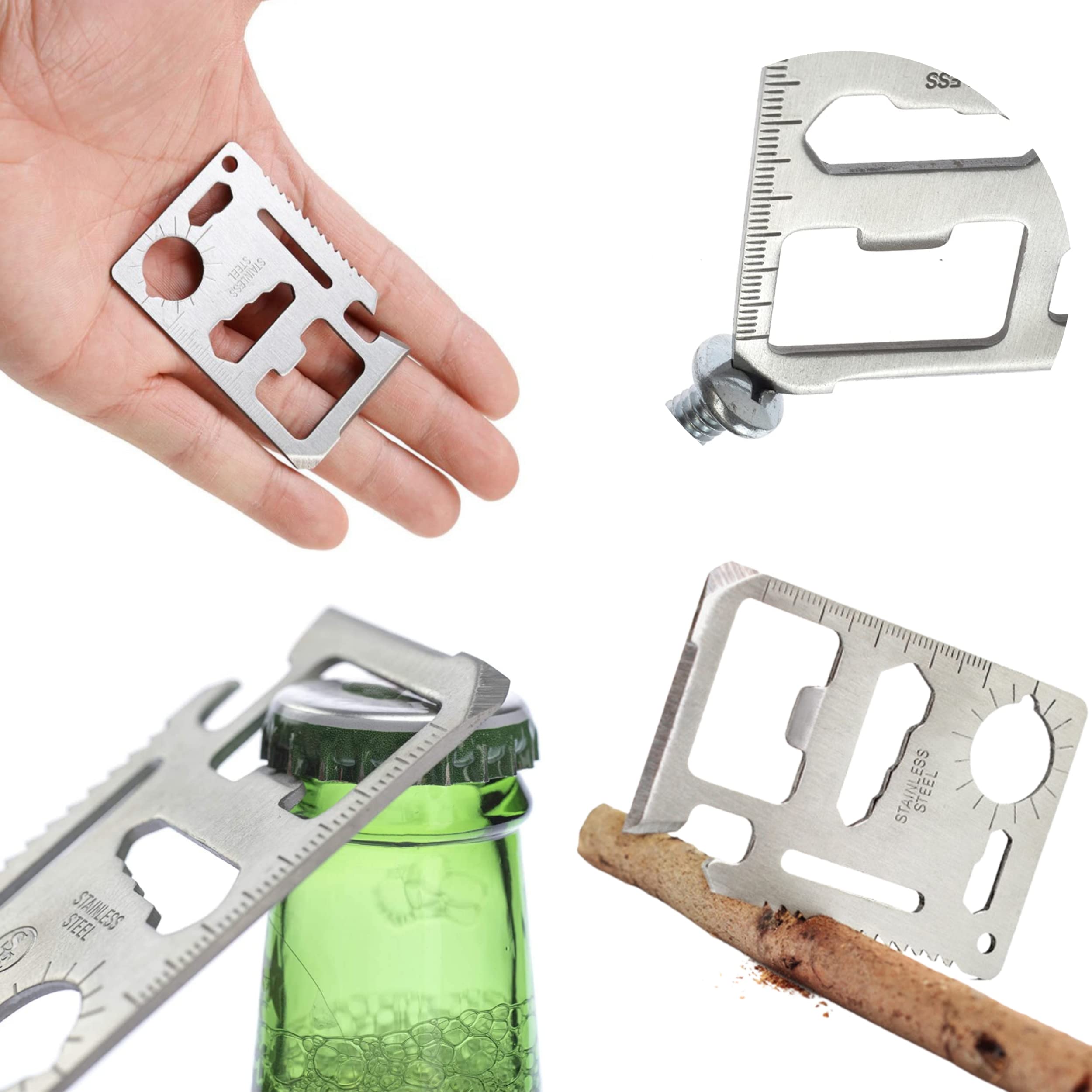 2-Pack 11-in-1 Multifunctional Survival Tool Card - Durable Pocket Knife with Bottle Opener & Multi-Tool - Perfect Gift for Men & Fathers - Great for Camping, Fishing, Hiking & Outdoor Adventures