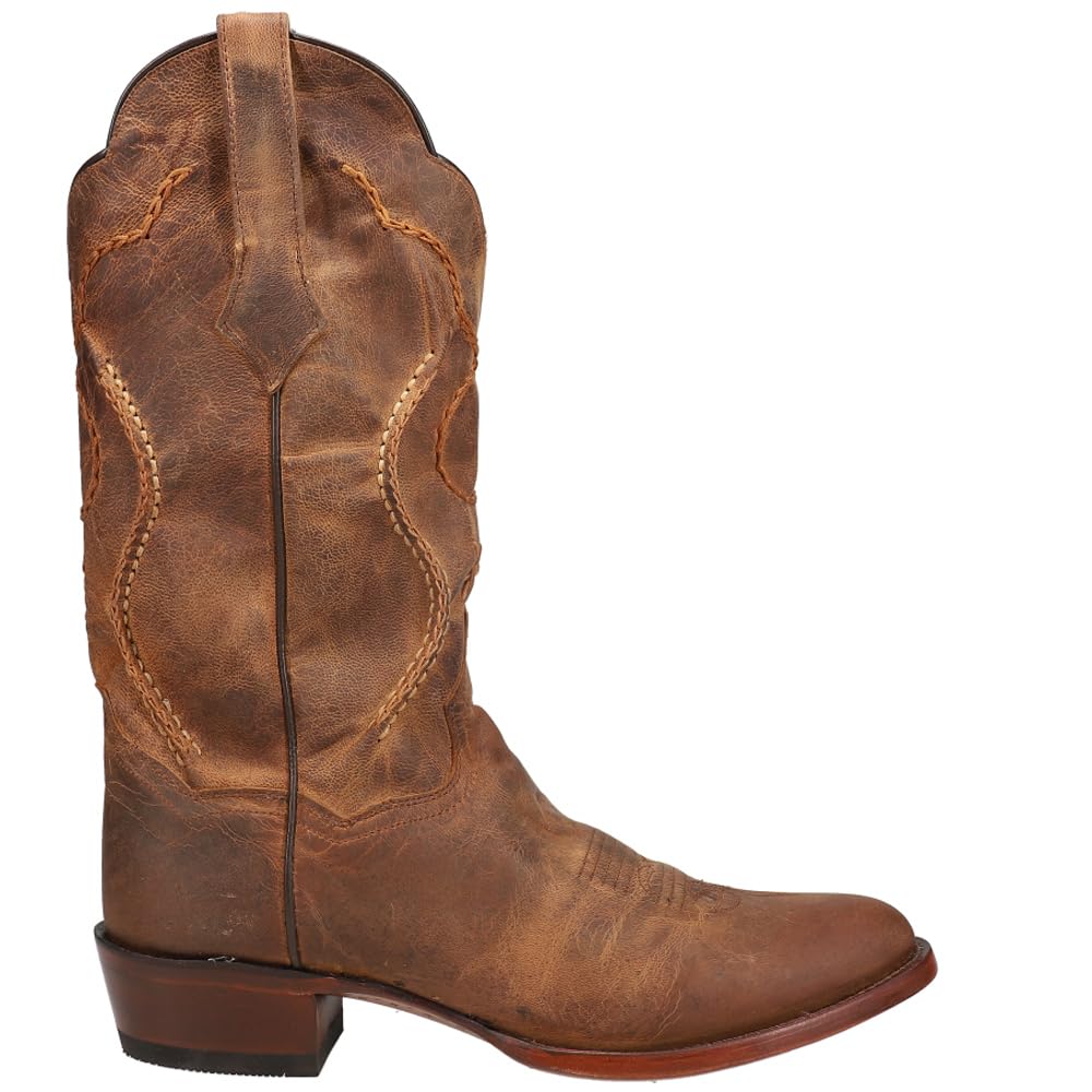 Dan Post Men's Albany Round Toe Casual Boots - Mid Calf Brown Leather Work Boots for Outdoor, Hiking & Everyday Wear
