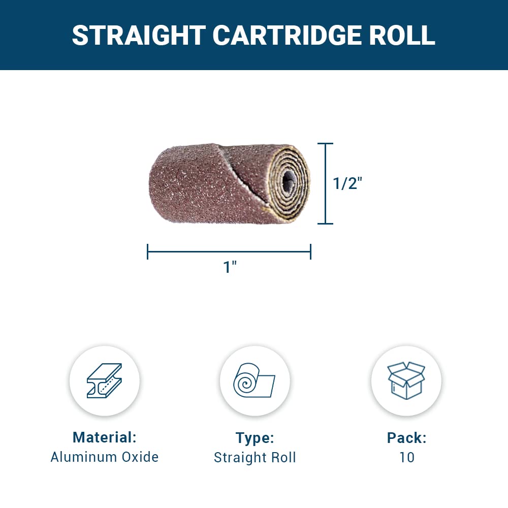 Benchmark Abrasives 10-Pack Aluminum Oxide Straight Sanding Cartridge Rolls - 1/2