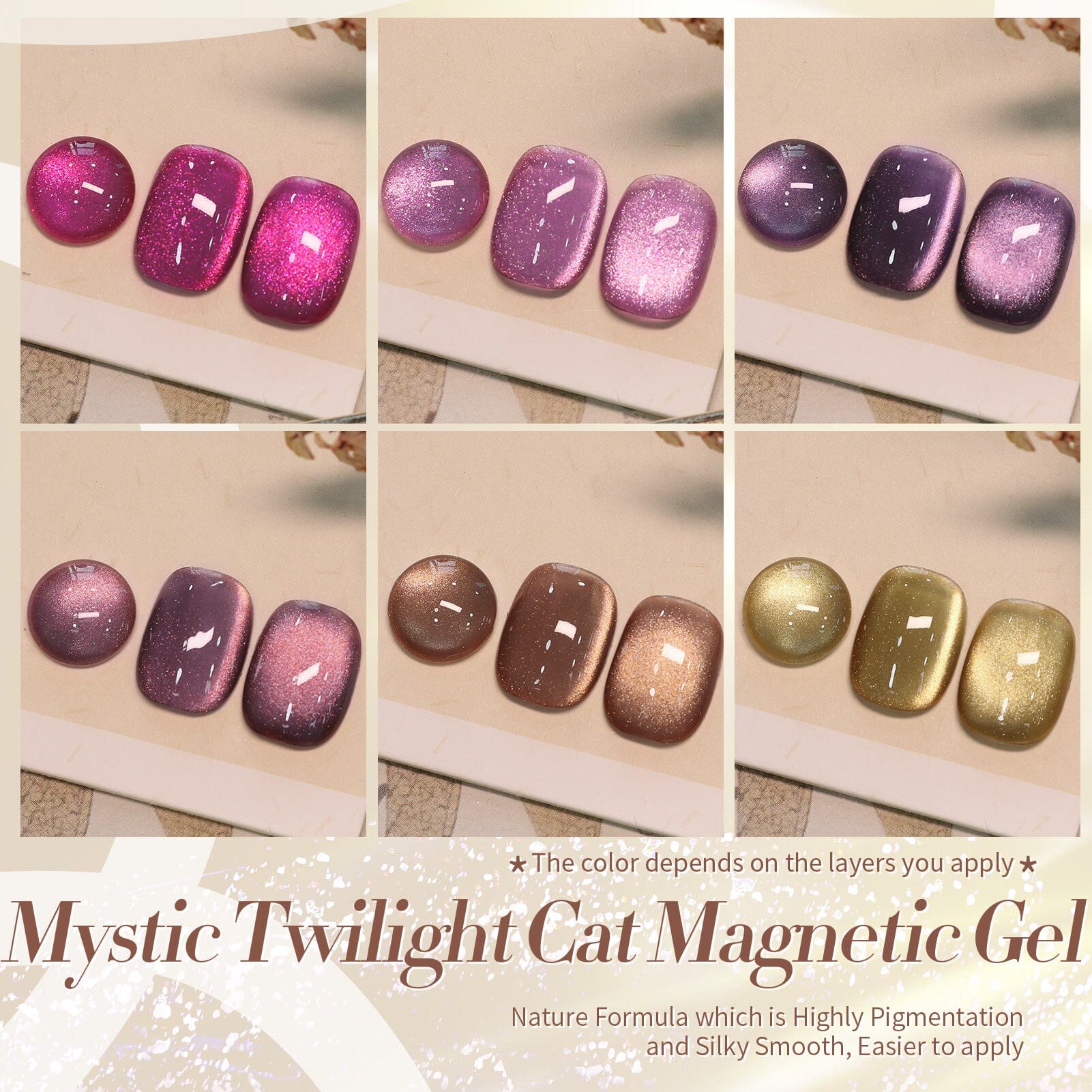 6 Colors Cat Magnetic Gel Polish Set - Mystic Twilight 7ml Nail Kit for Long-Lasting Manicure at Home or Salon | Perfect for Nail Art, DIY Nails & Professional Use