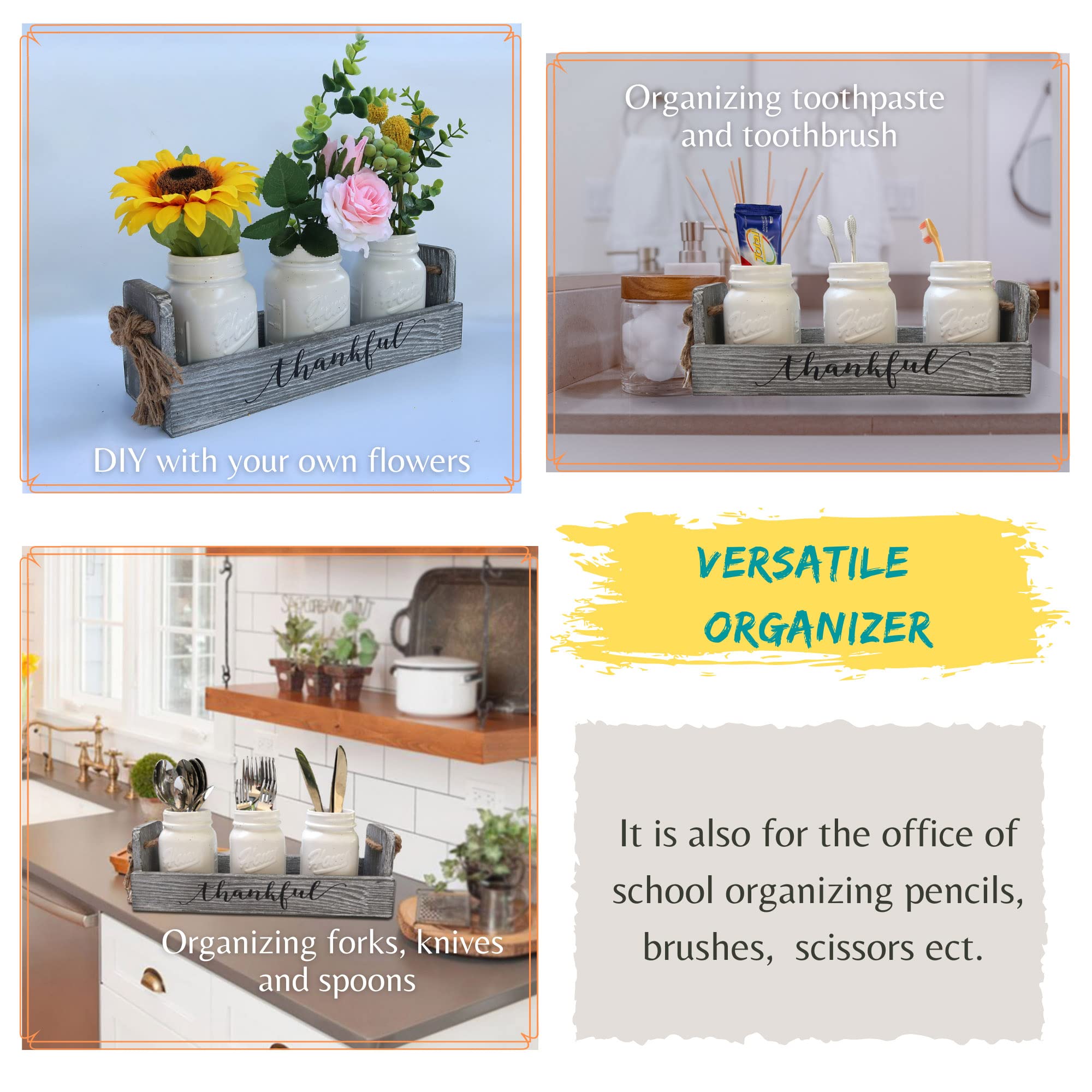Besuerte Farmhouse Mason Jar Centerpieces - White Glass Jars for Dining Table, Living Room Decor, Wedding & Rustic Home Decor | Perfect for Table Centerpieces, Candle Holders, Flower Vases