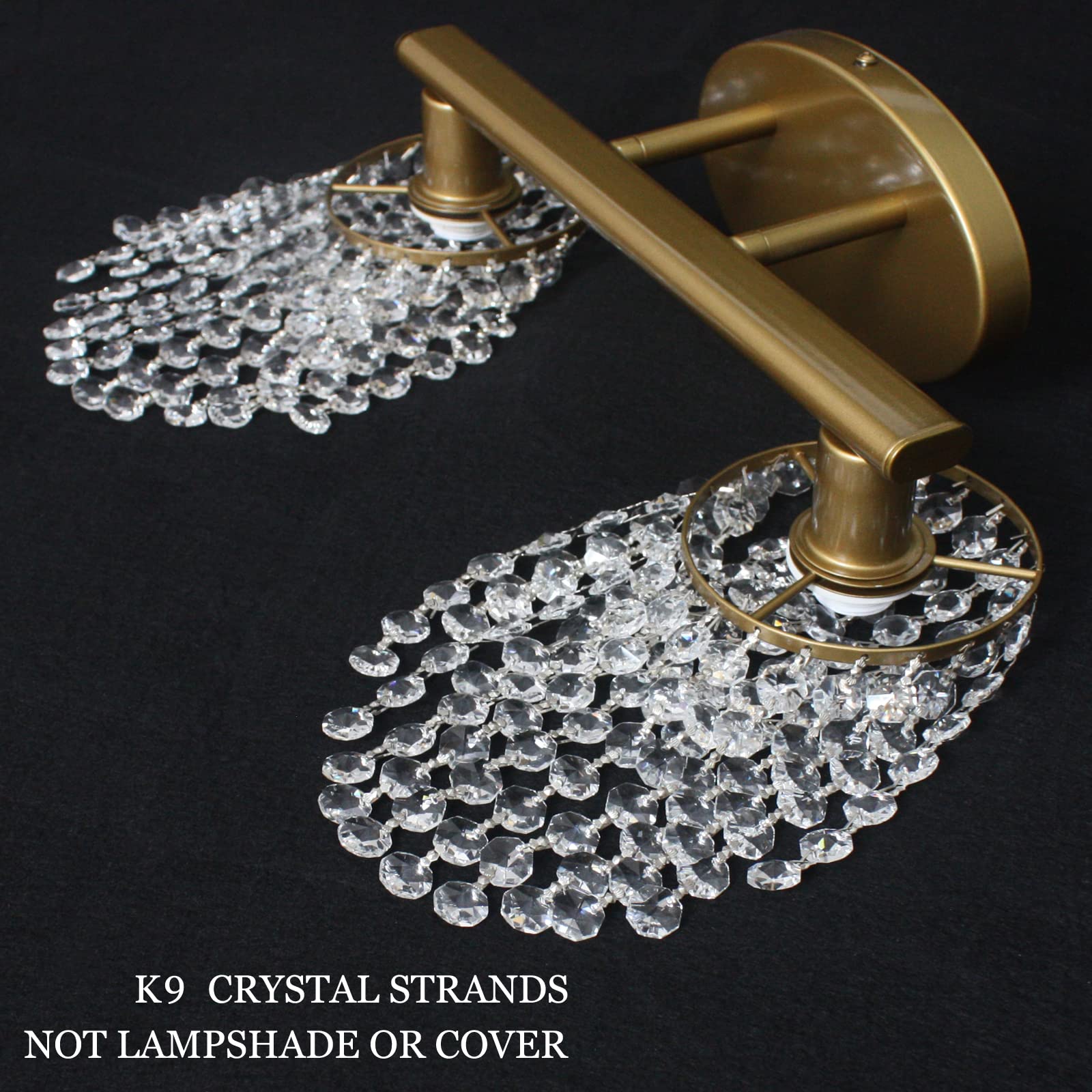 Crystal Gold Bathroom Vanity Lights - 2-Light Wall Sconce Fixtures for Bathroom & Bedroom | Elegant Wall Lighting for Modern Home Decor