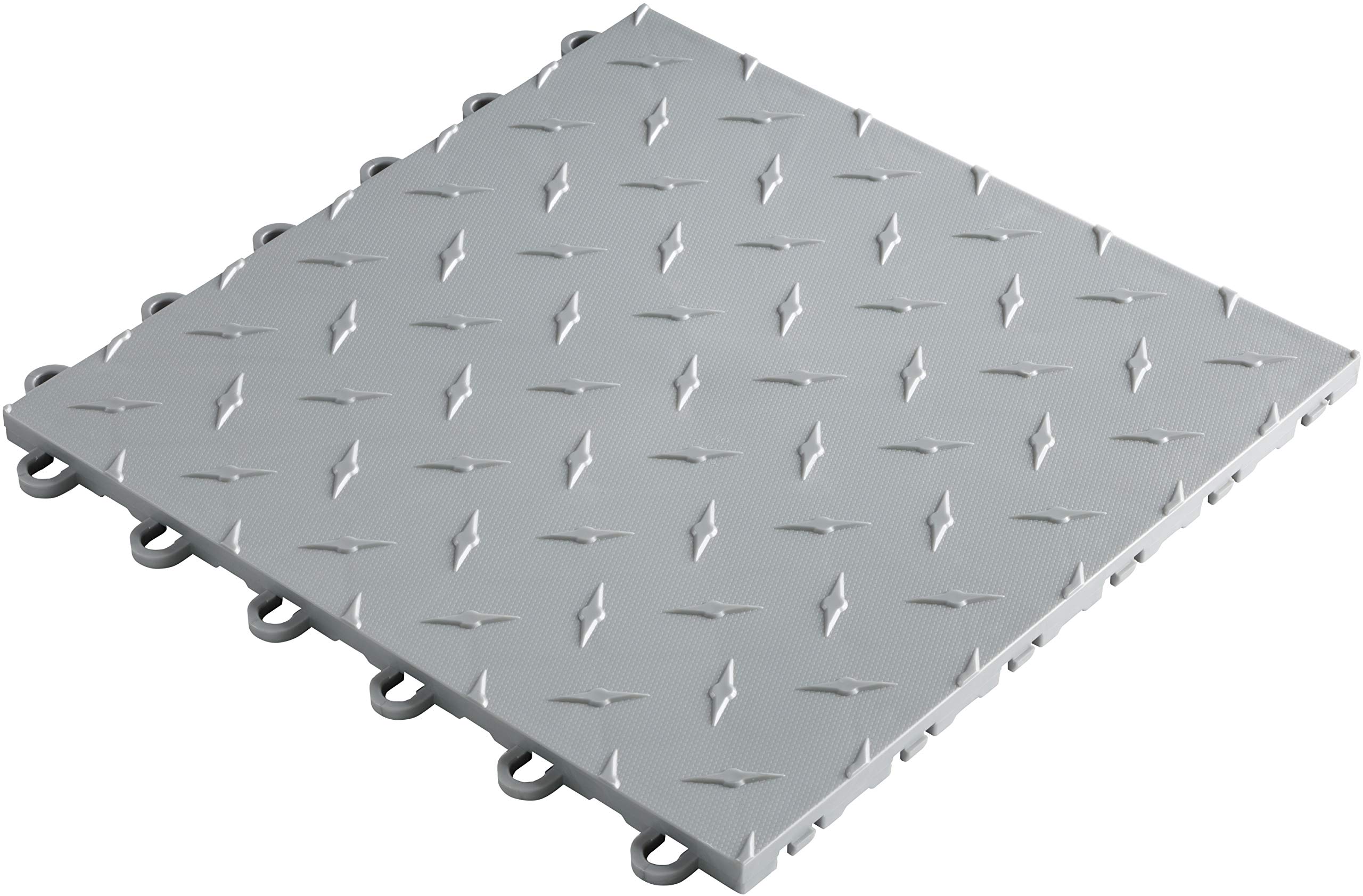 Speedway Garage Floor Tiles - Silver (50 Pack) - Durable Interlocking Tiles for Garage, Workshop, and Home Gym Flooring