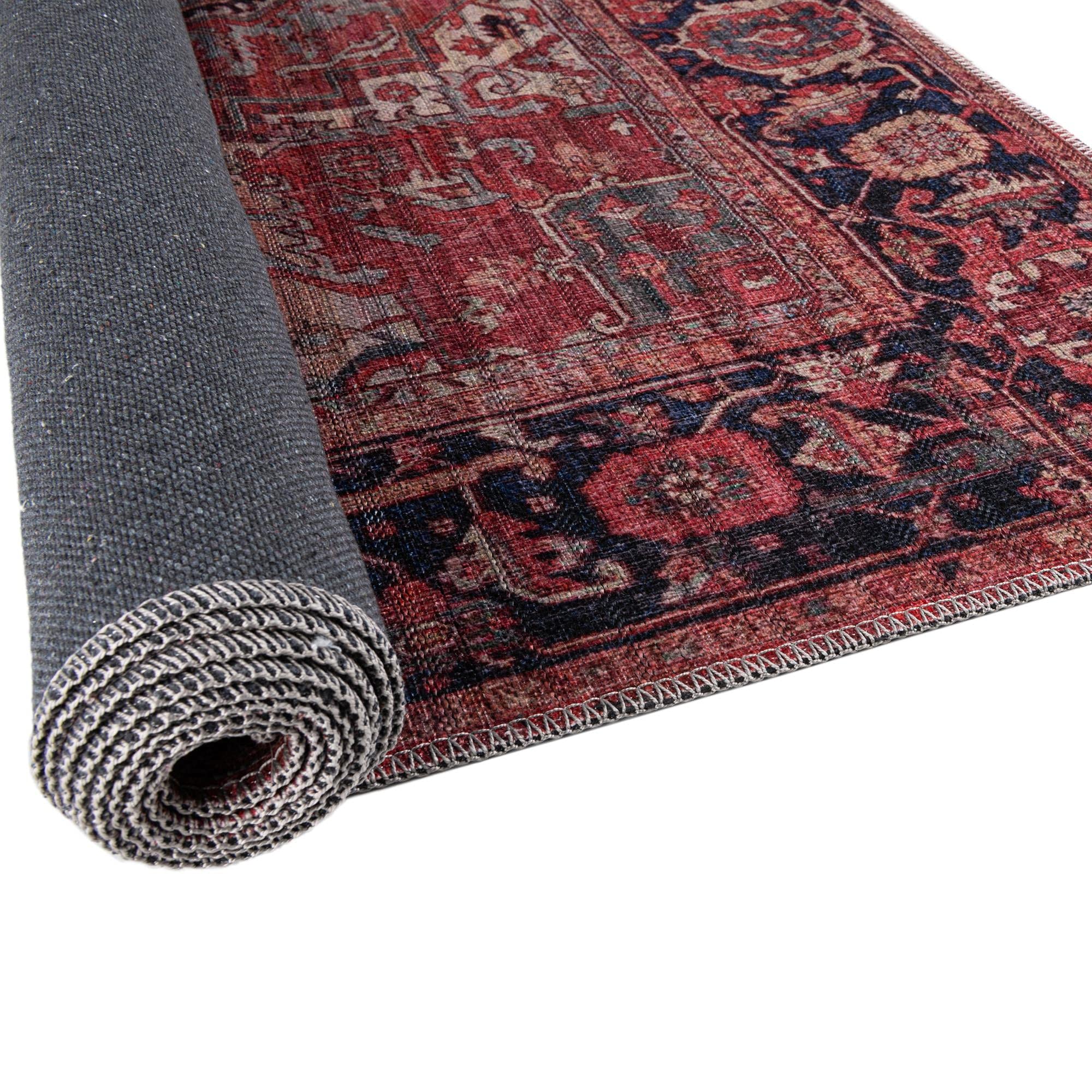 Washable Low-Pile Area Rug 8x10 Feet - Rust Red Modern Maahru Collection by Rugs.com | Perfect for Living Rooms, Dining Rooms & Open Floor Plans | Pet-Friendly & Easy-Clean Home Decor