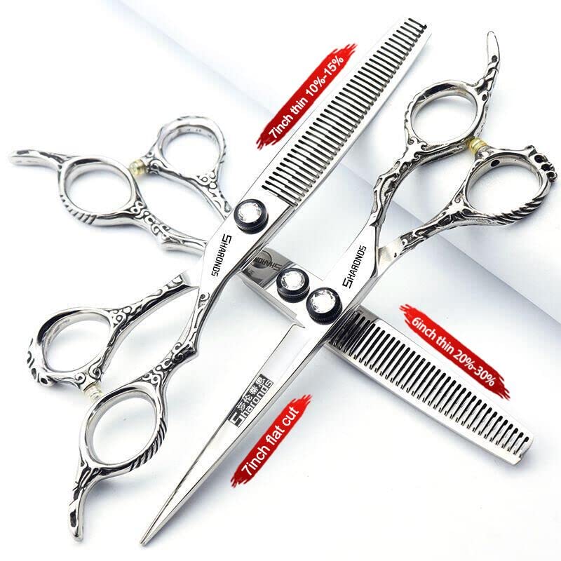 7 Inch Professional Hair Scissors Set - Japanese Stainless Steel Hairdressing Shears for Barbers & Stylists (3-Piece) - Perfect for Salon, Home Haircuts & Precision Trimming