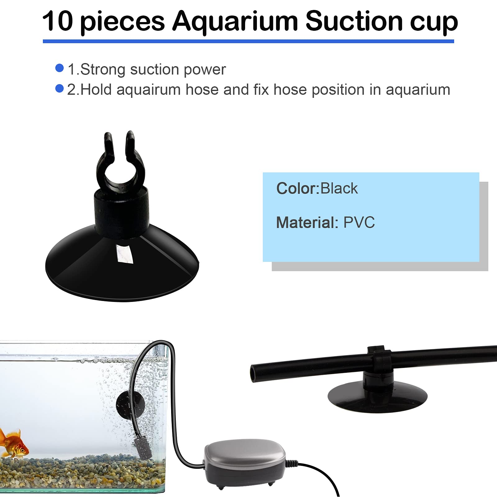32.8ft Aquarium Airline Tubing Hose with 10 Air Stones, 10 One-Way Air Check Valves, 10 Suction Cups & 5 Hose Connectors - Complete Fish Tank Air Pump Accessories Kit for Freshwater & Saltwater Aquariums