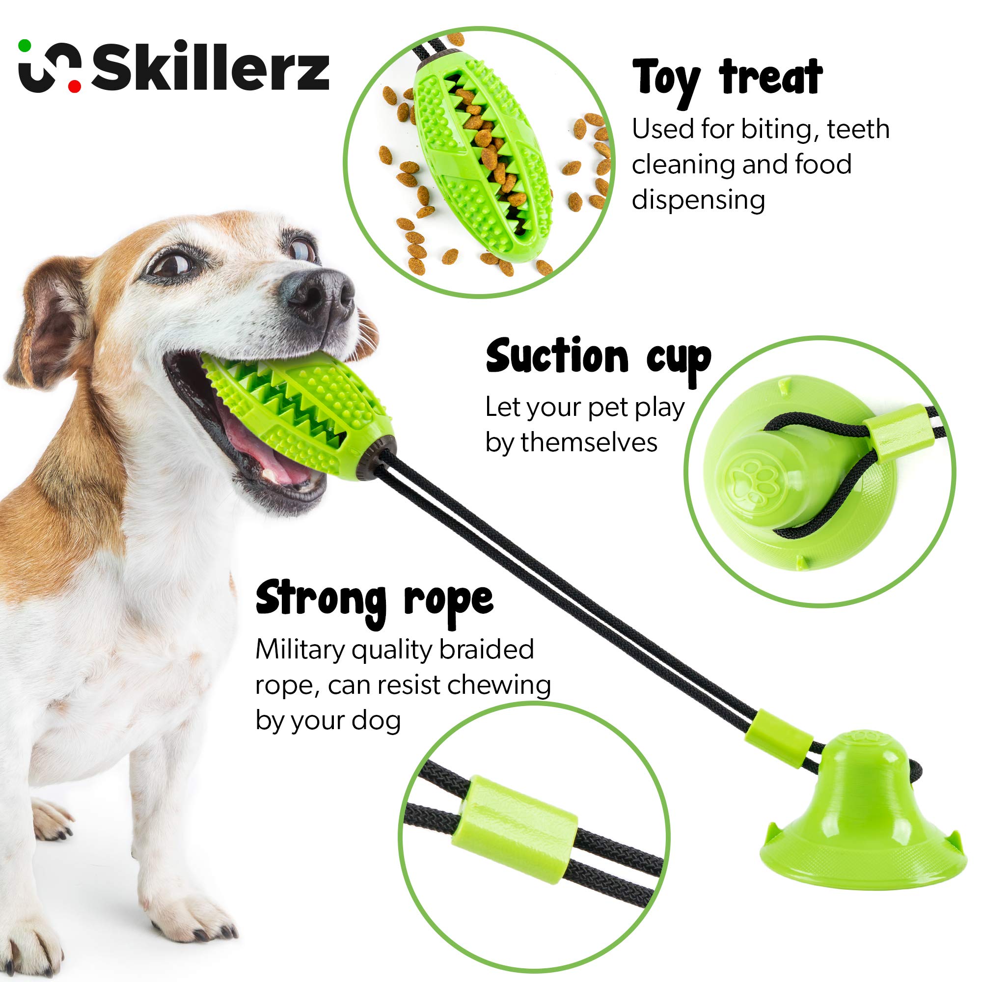 Durable Suction Cup Dog Chew Toy - Interactive Treat Dispenser Ball for Teeth Cleaning & Play - Indoor Pet Entertainment for Boredom Relief & Training