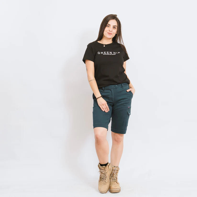 Women's Mid Rise Cargo Shorts - Comfortable Stretch Fabric for Outdoor Hiking, Travel & Casual Wear
