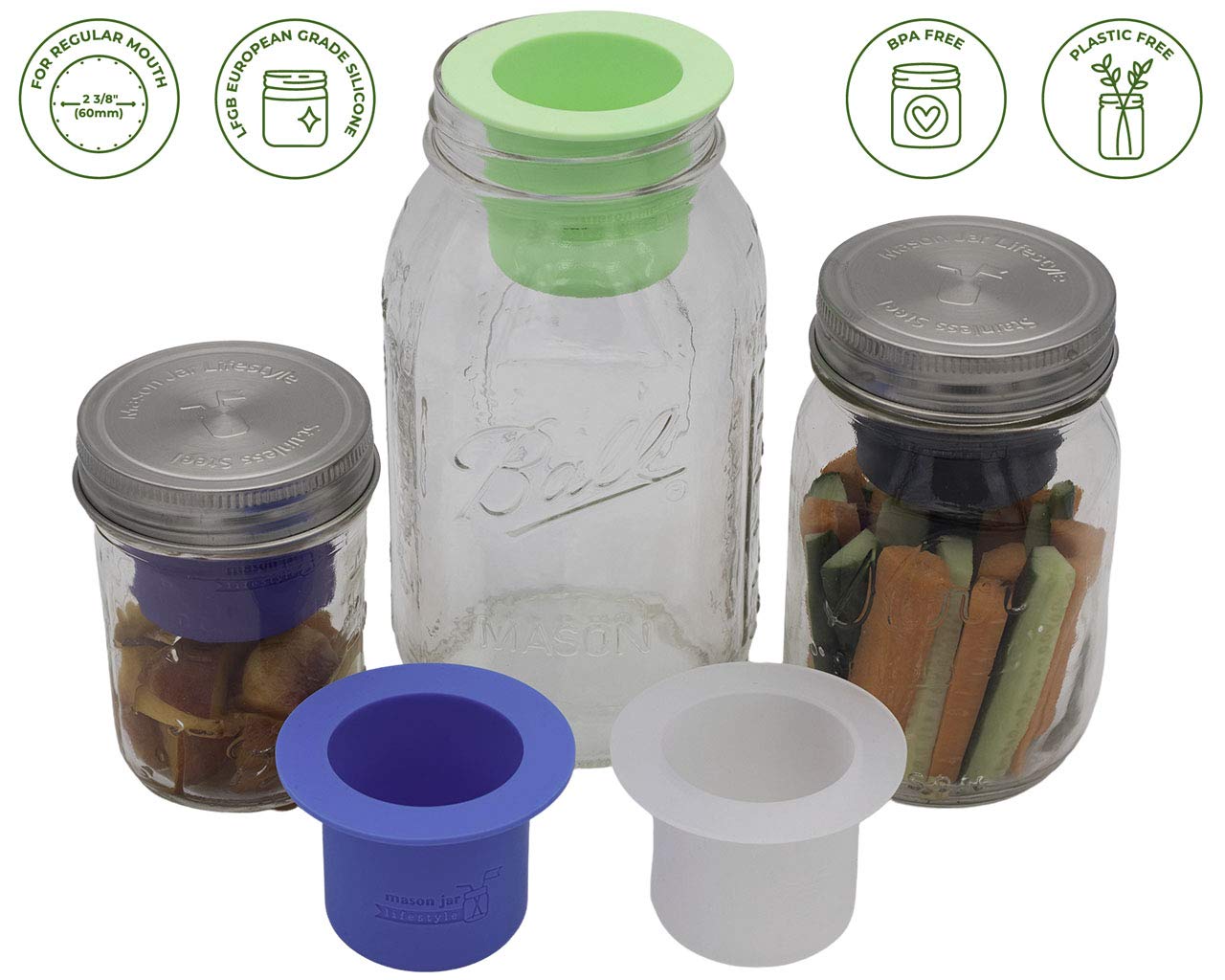 Eco-Friendly Mason Jar Bento Lunch Box - Plastic-Free Salad, Dip & Snack Container with Divider (Ultra Violet, Regular Mouth) - Perfect for Meal Prep, Picnics & Office Lunches
