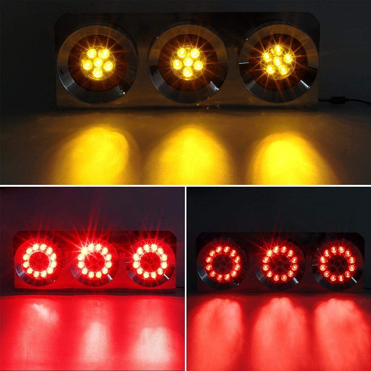 Partsam 2Pcs LED Truck & Trailer Tail Lights Kit with Iron Bracket Base - 12