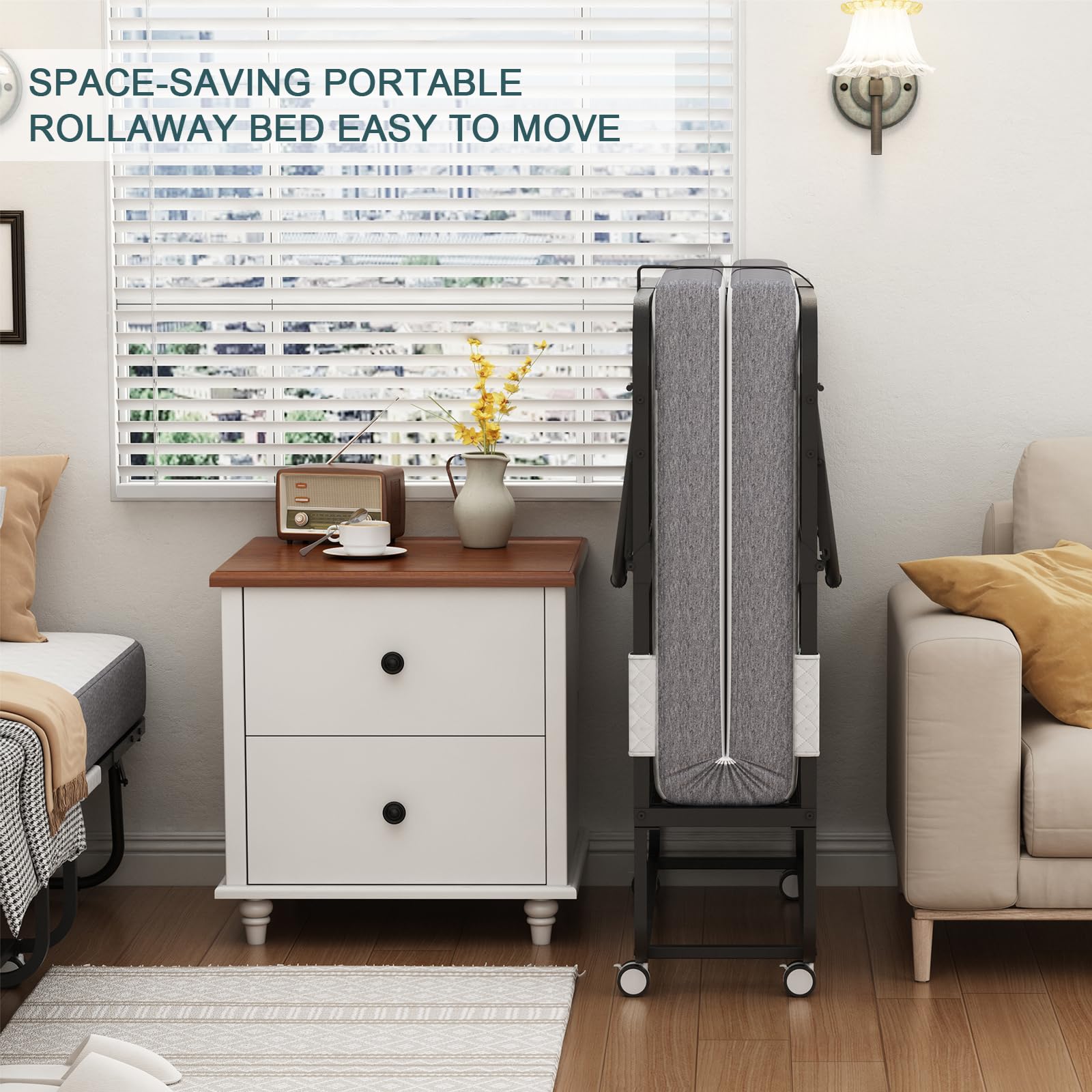Foldable Guest Bed with Mattress - 75