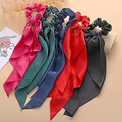 Artlift Satin Hair Scarf & Scrunchies Set for Women - 4 Pack Solid Color Elastic Hair Bands, Ponytail Holders & Headbands - Perfect for Workouts, Office, School & Everyday Styling