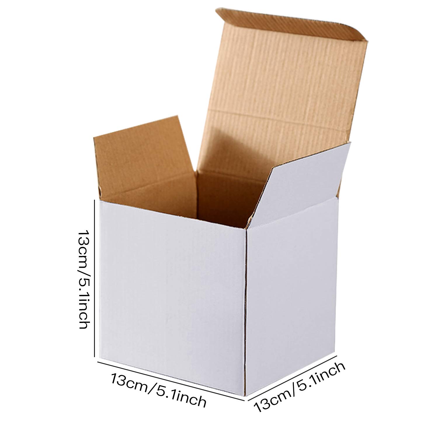 Lainrrew 12-Pack 5x5x5 Inch White Kraft Corrugated Cardboard Shipping Boxes - Small Recyclable Mailing Boxes for Ecommerce, Gift Packaging & Storage (5