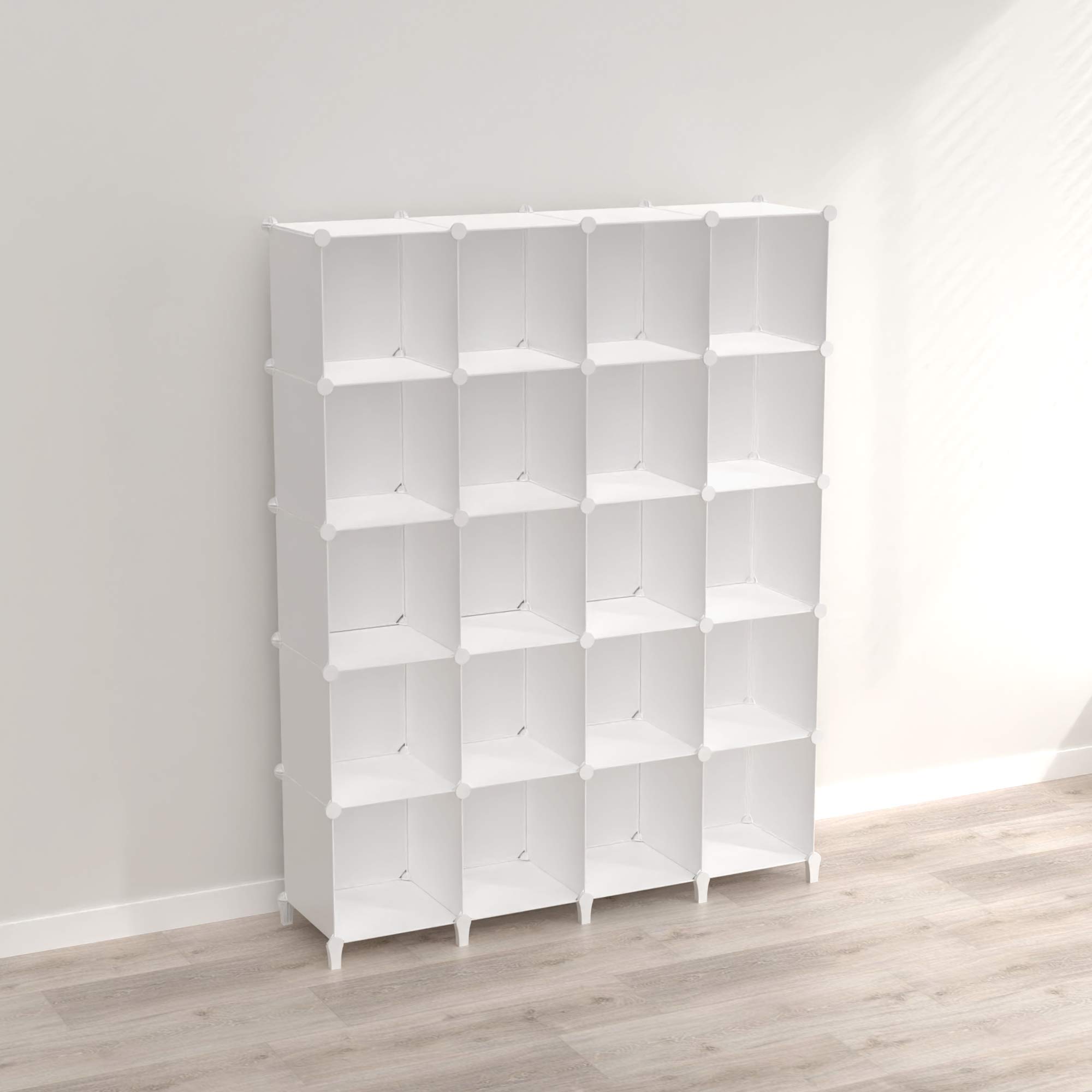 HOMIDEC 20-Cube Storage Shelf Organizer - 11.8x11.8x11.8 Inch Multifunctional Bookshelf with Metal Hammer for Kids Room, Closet, Bedroom, Bathroom - Perfect for Toy Storage, Book Display & Home Organization