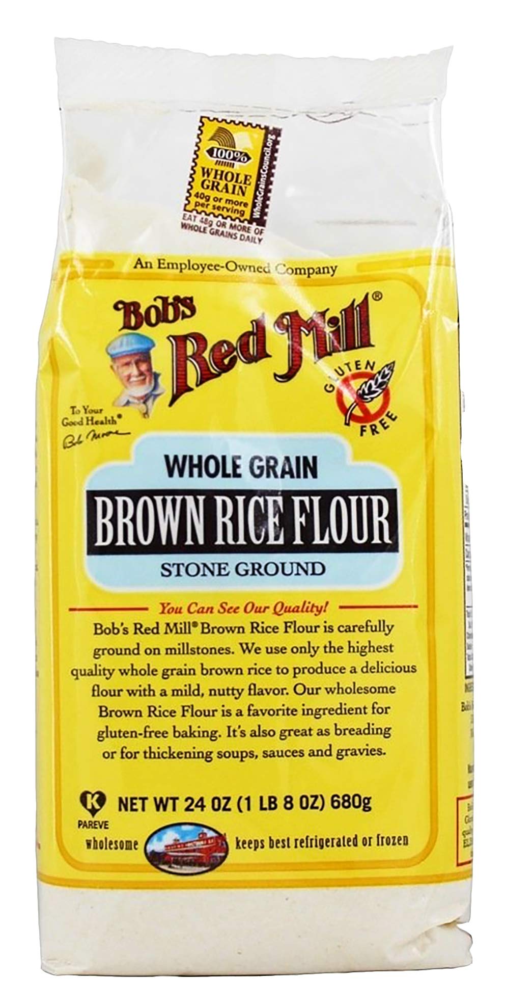 Organic Brown Rice Flour by Bob's Red Mill - 24 Oz (Pack of 2) | Gluten-Free, Non-GMO Baking Flour for Bread, Cookies & Pancakes | Perfect for Vegan & Paleo Recipes
