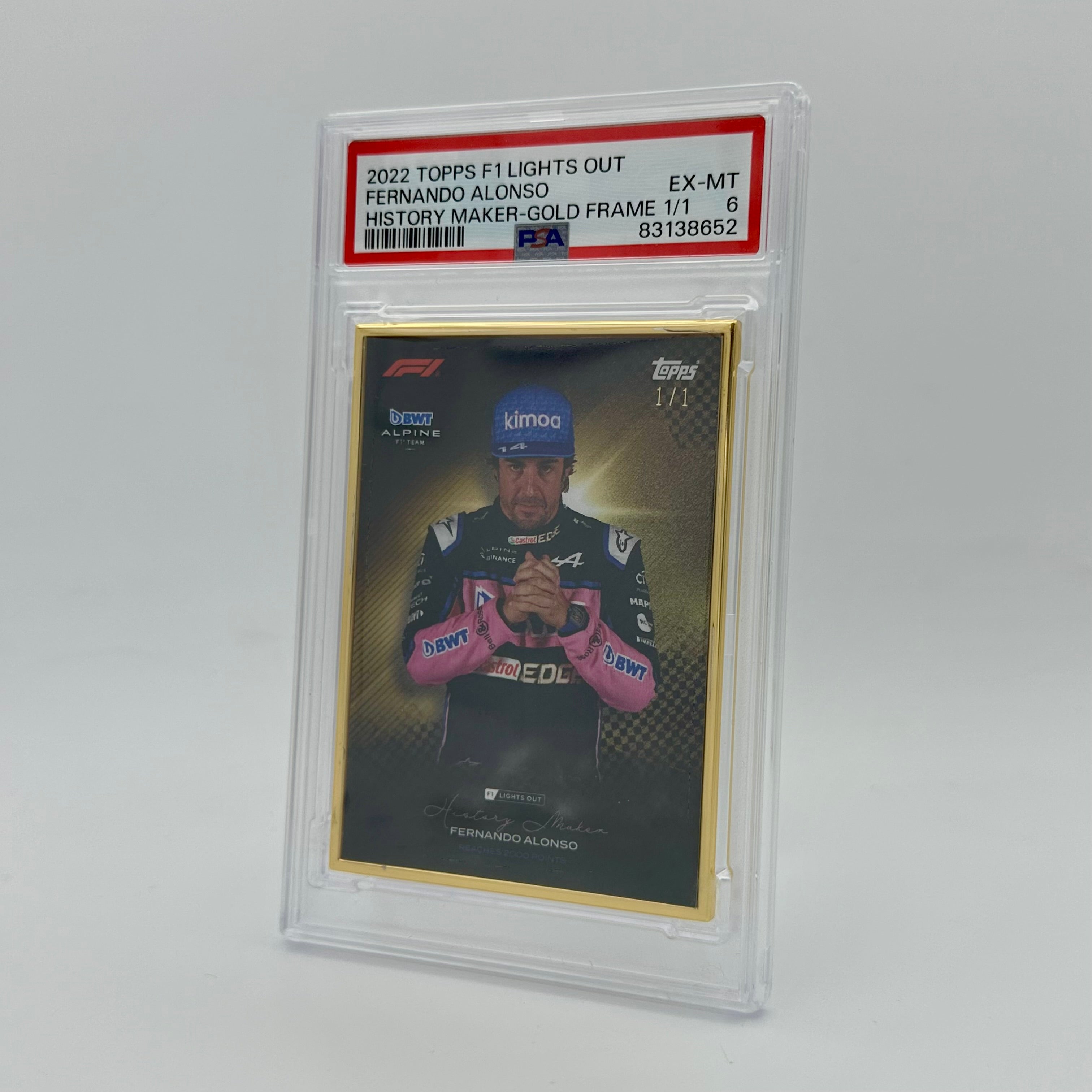 1/1 Gold Frame Alonso Fernando History Maker 2022 Lights Out PSA 6 - Rare Collectible Sports Card for Display & Investment
