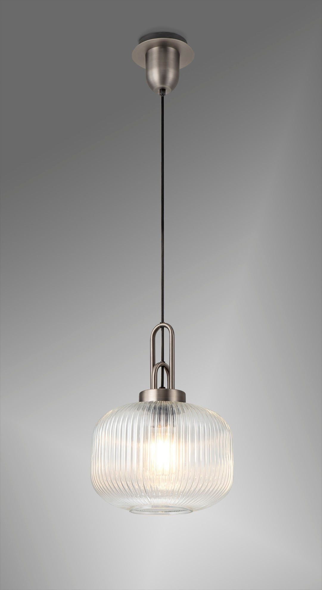 Stylish Cadiz 1-Light Pendant Light with 30cm Pumpkin-Shaped Ribbed Glass Shade - E27 Socket, IP20 Rated, Multiple Color Options - Perfect for Kitchen Island, Dining Room, or Entryway Lighting