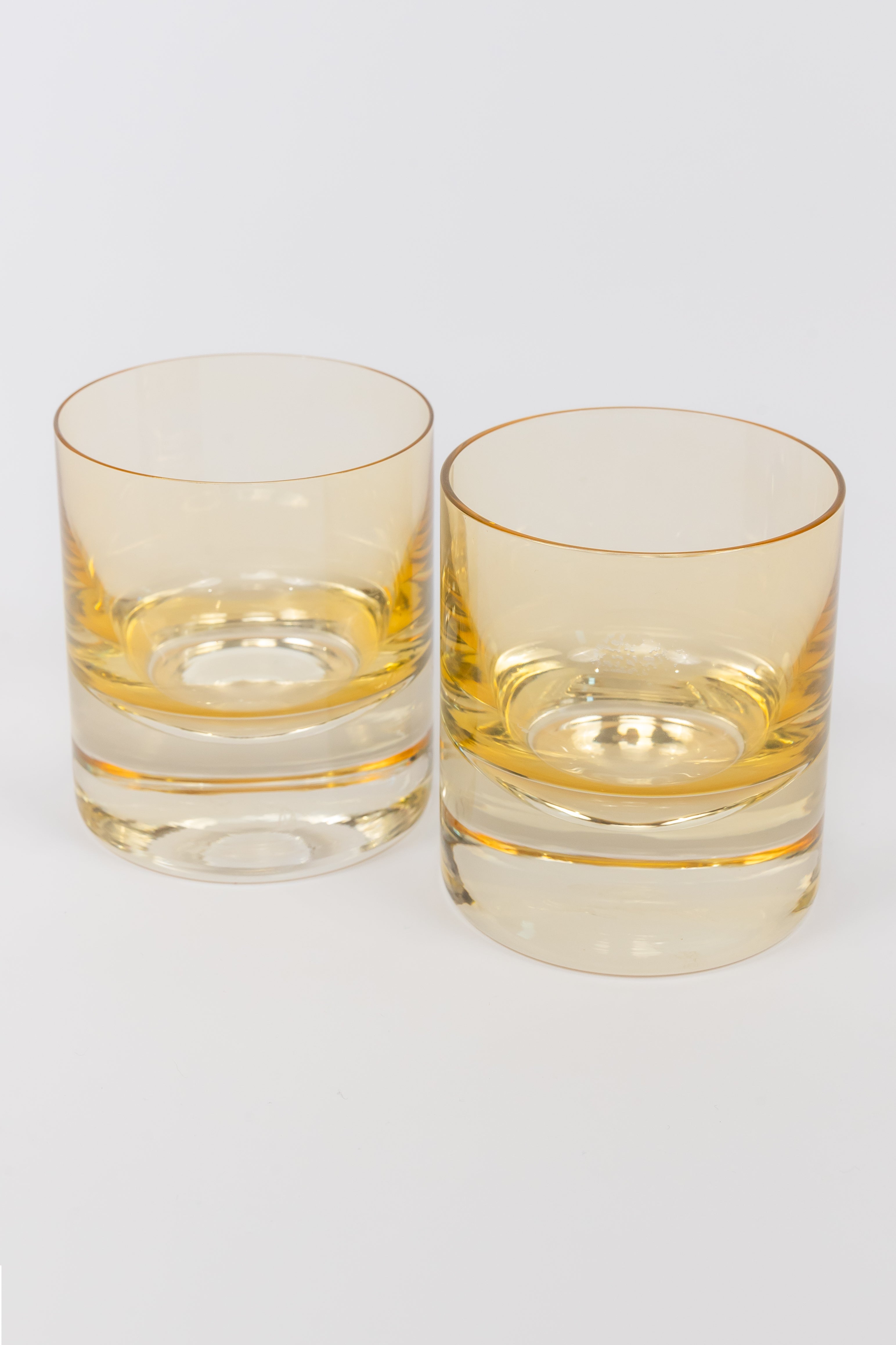 Estelle Colored Rock Glass Set of 2 - Yellow Drinking Glasses for Cocktails, Whiskey & Iced Tea - Perfect for Home Bar, Parties & Gifts