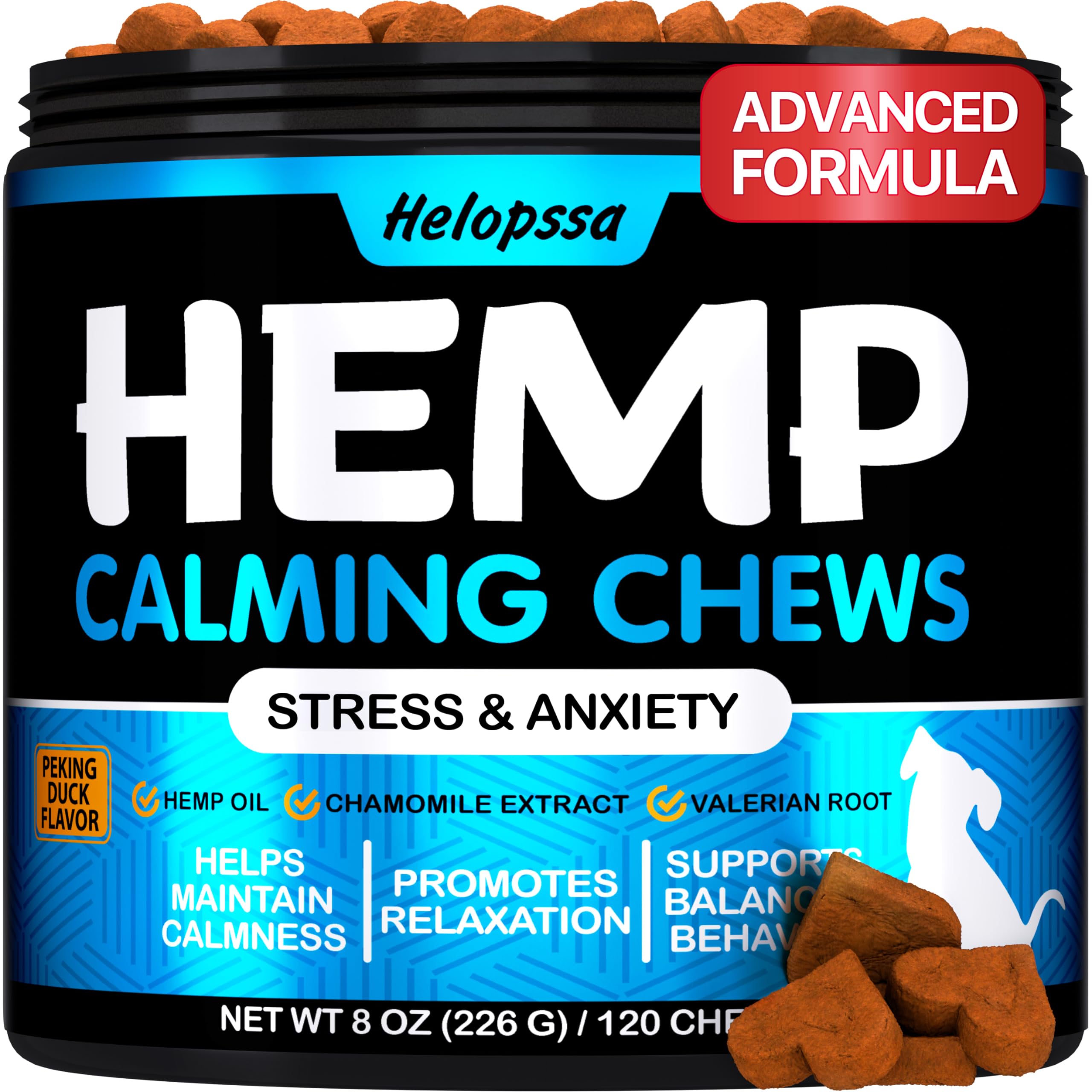 Natural Hemp Calming Chews for Dogs - Anxiety & Stress Relief Treats with Valerian & Hemp Oil - Helps with Thunderstorms, Fireworks, Separation Anxiety & Excessive Barking - 120 Soft Chews for Small, Medium & Large Dogs - Perfect for Travel, Vet Visits & Daily Calming Support