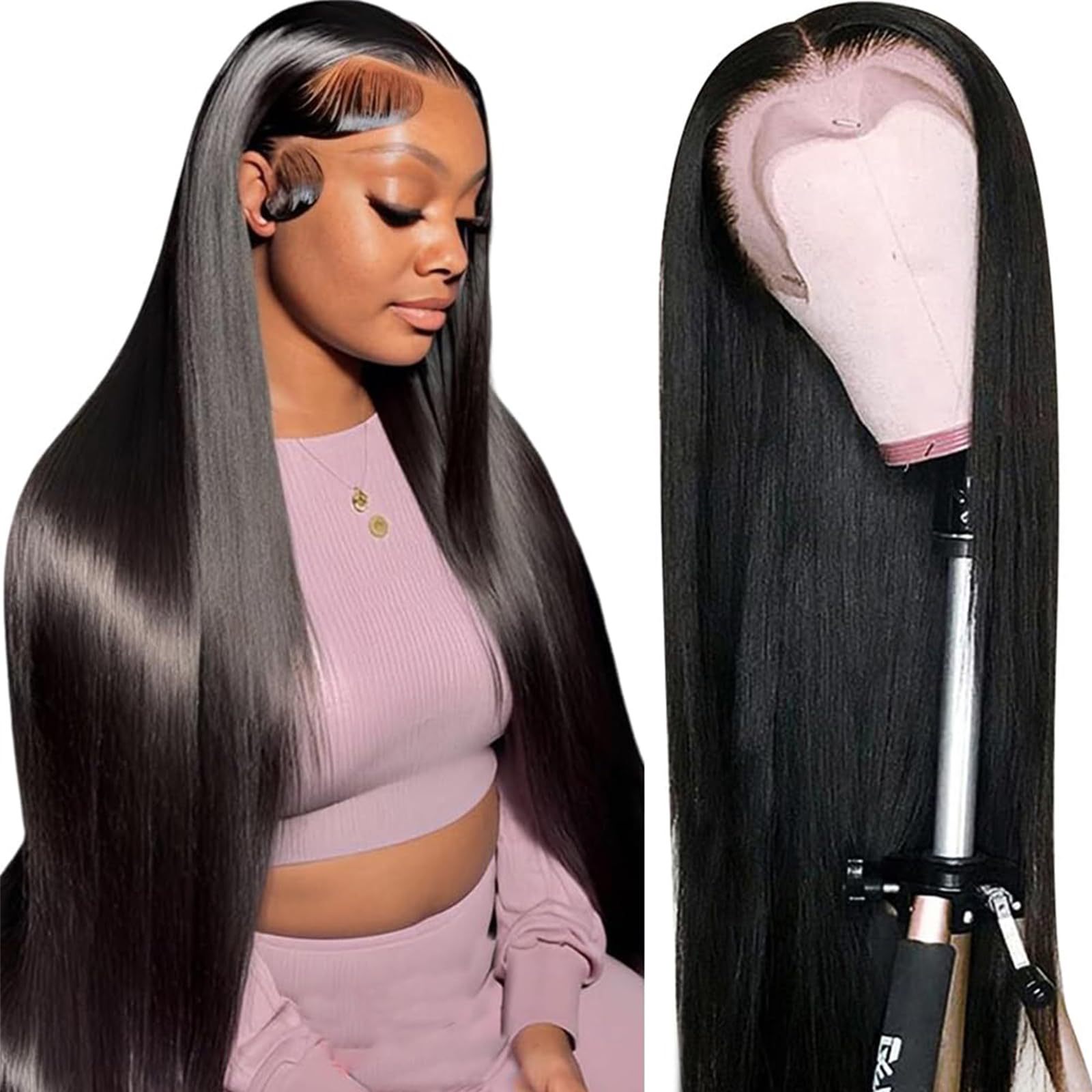 13x6 200% Density HD Lace Front Wigs Human Hair - Pre Plucked 28 Inch Straight Human Hair Lace Front Wigs for Black Women with Natural Hairline | Perfect for Daily Wear, Special Occasions & Protective Styling