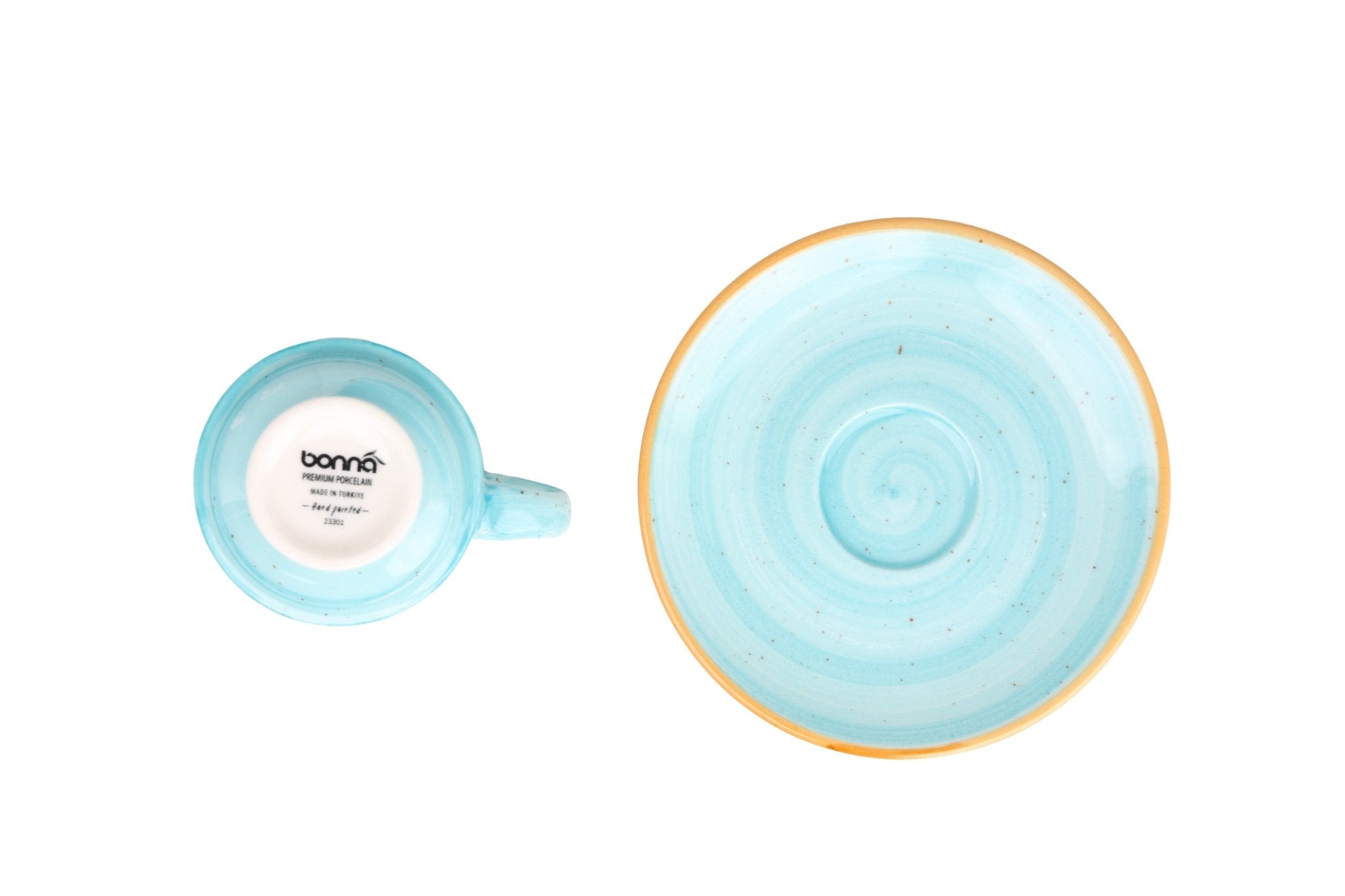 Premium Aqua Espresso Cups with Saucers - 80cc Ceramic Coffee Set of 6 - Perfect for Home, Cafe & Italian Style Coffee Serving