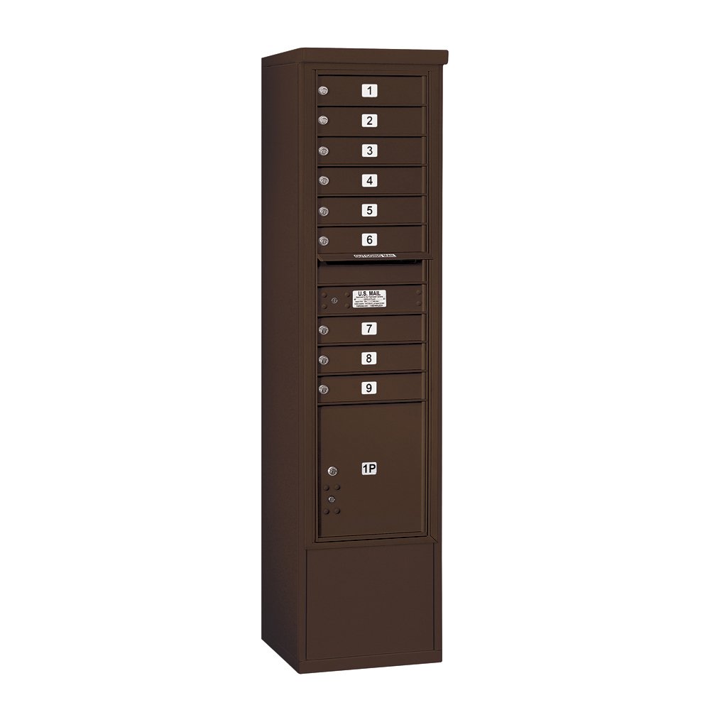 Salsbury Industries 3916S-09ZFP Free Standing Horizontal 4C Mailbox in Bronze - Durable Outdoor Mailbox for Residential & Commercial Use - Perfect for Homes, Offices & Apartment Buildings