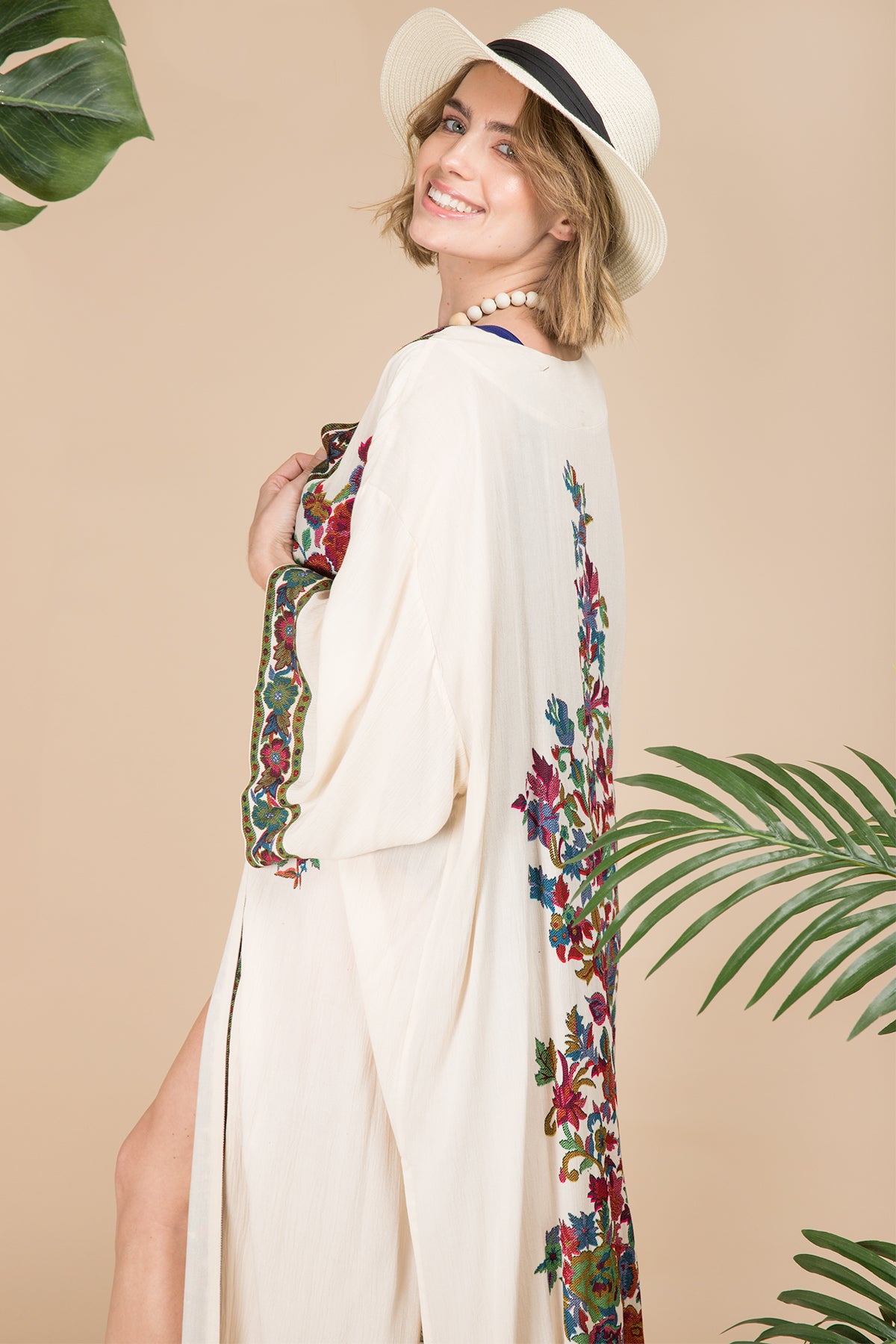 Elegant Floral Kimono for Women - Lightweight Long Garden Robe - Perfect for Beach Cover-Up, Yoga, and Summer Outfits