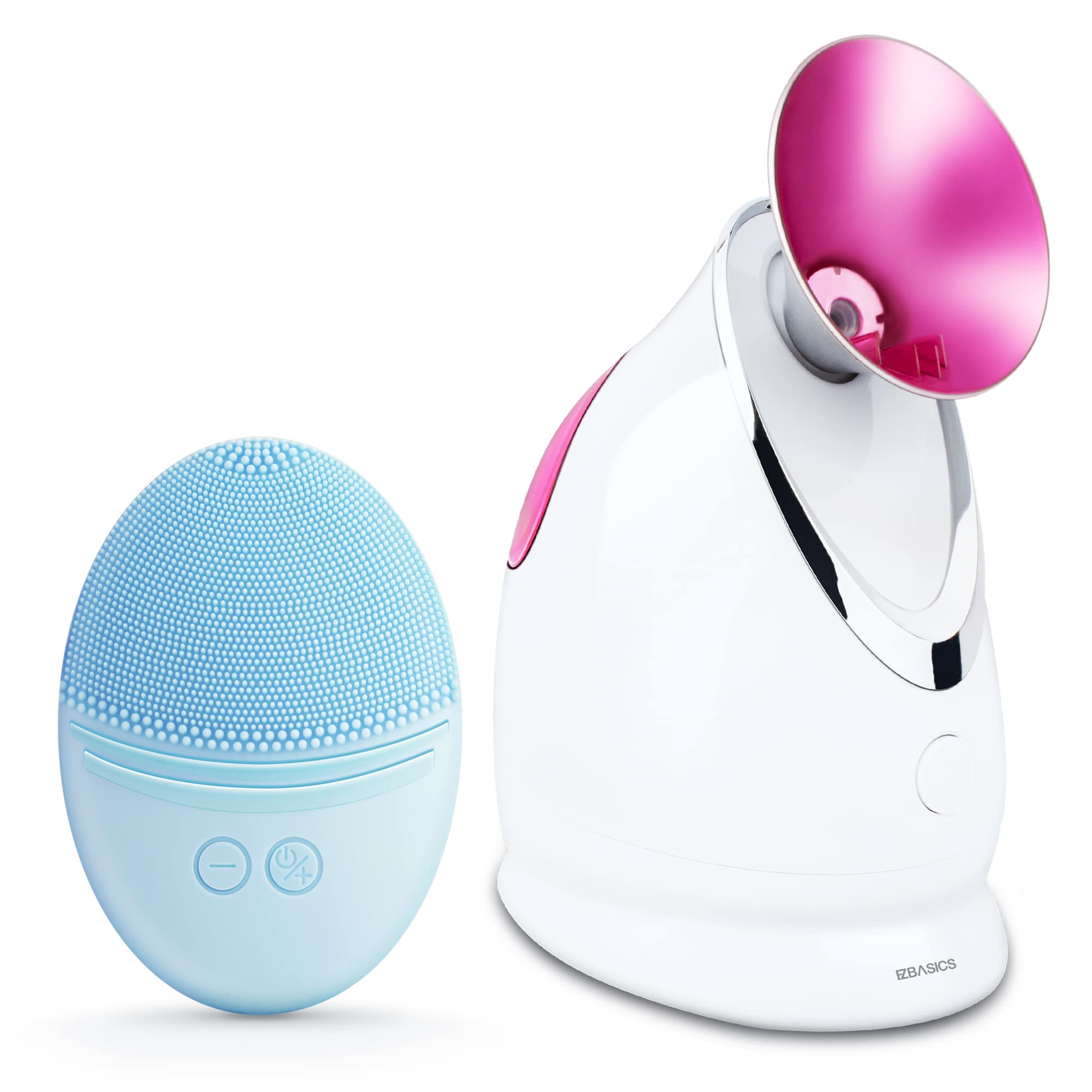 EZBASICS Electric Facial Cleansing Brush & Steamer Set - Deep Pore Cleaner for Acne & Blackheads - Perfect for Skincare Routine & Spa Day at Home