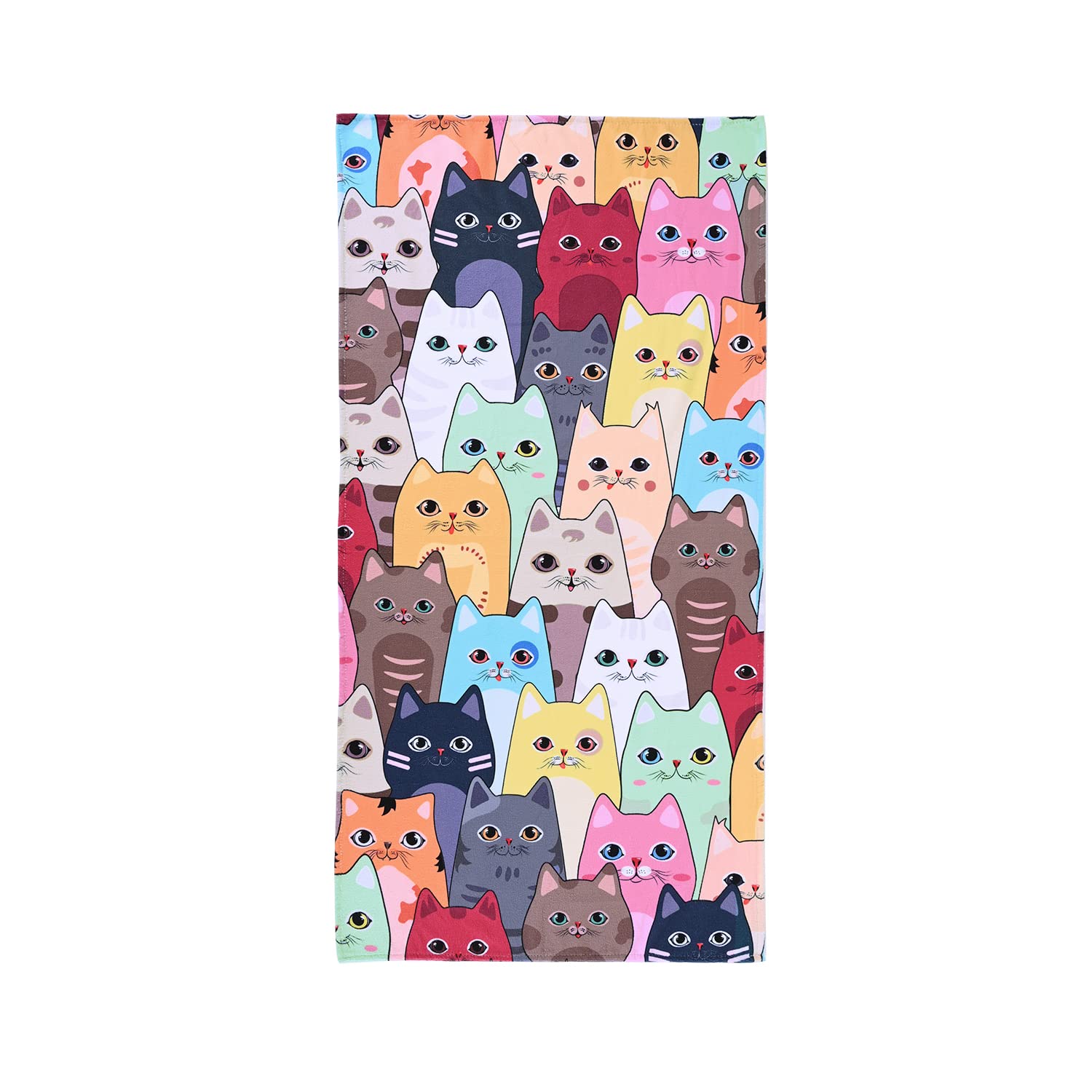LIVILAN Small Cute Kitten Cat Microfiber Beach Towel - Soft, Absorbent, Quick Dry & Sand Free - Lightweight Multipurpose Towel for Bath, Shower, Pool & Swimming (24