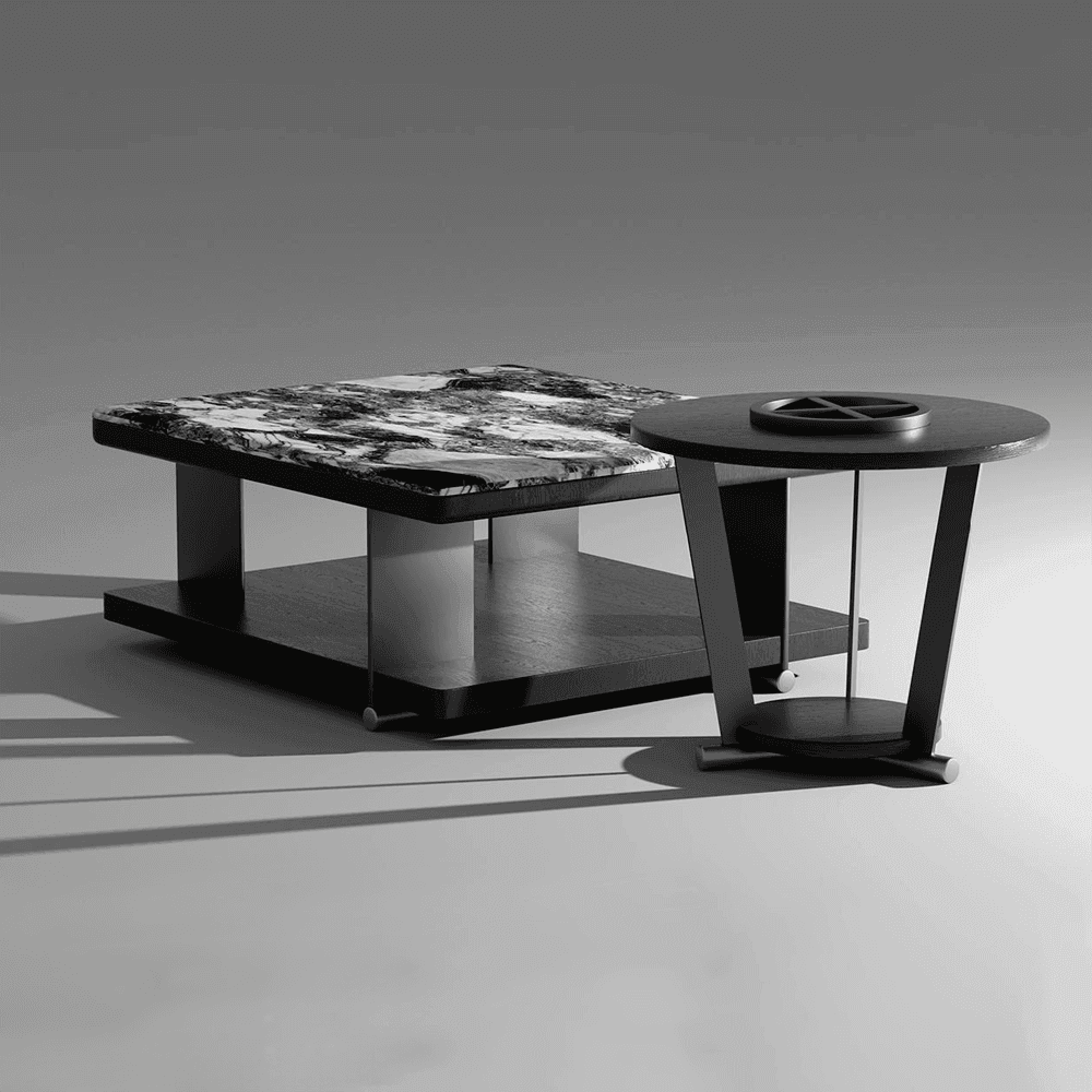 Modern Nesting Coffee Table with Crystal Tech Stone Top - Stylish & Durable Living Room Furniture for Small Spaces, Home Decor, and Entertainment Areas