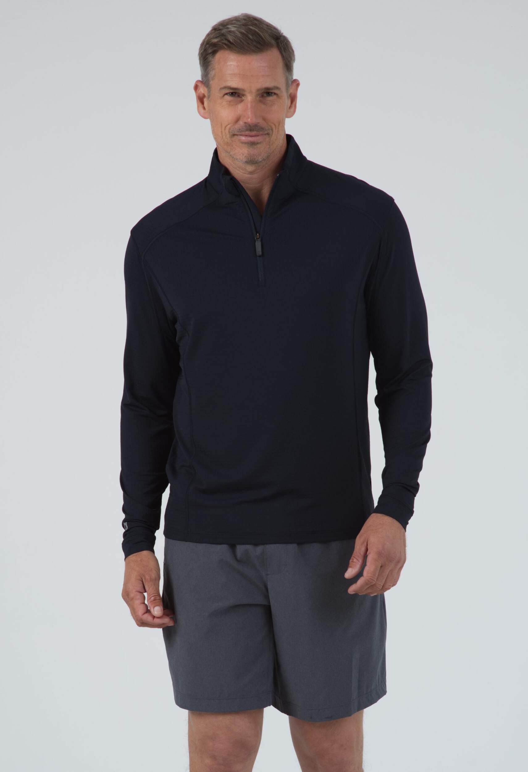 IBKUL Men's UPF 50+ Sun Protective Cooling Long Sleeve Shirt - Icefil Technology Mock Neck Pullover for Running, Hiking & Outdoor Activities | Athleisure Wear 90199