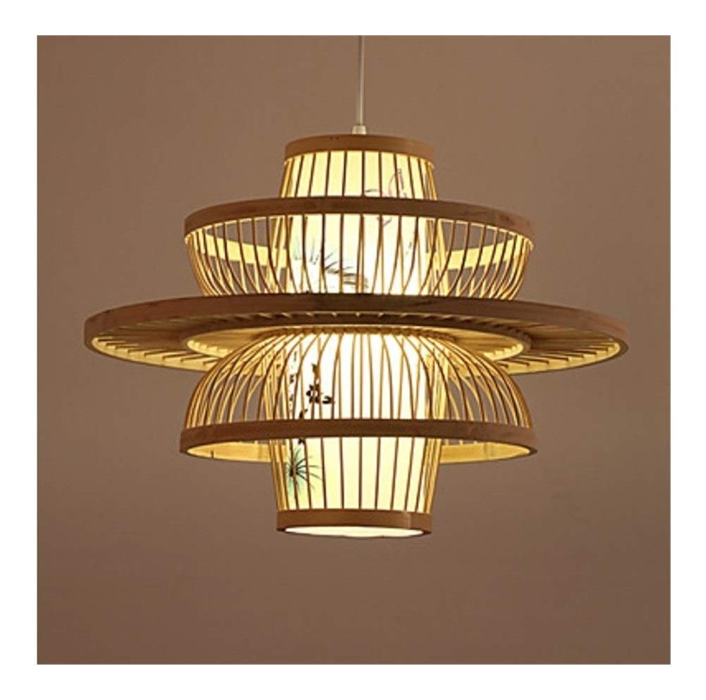 Rustic Bamboo Woven Chandelier - Round Pendant Light for Dining Room & Restaurant | Country Style Suspension Lighting Fixture | Perfect for Farmhouse, Cottage & Bistro Decor