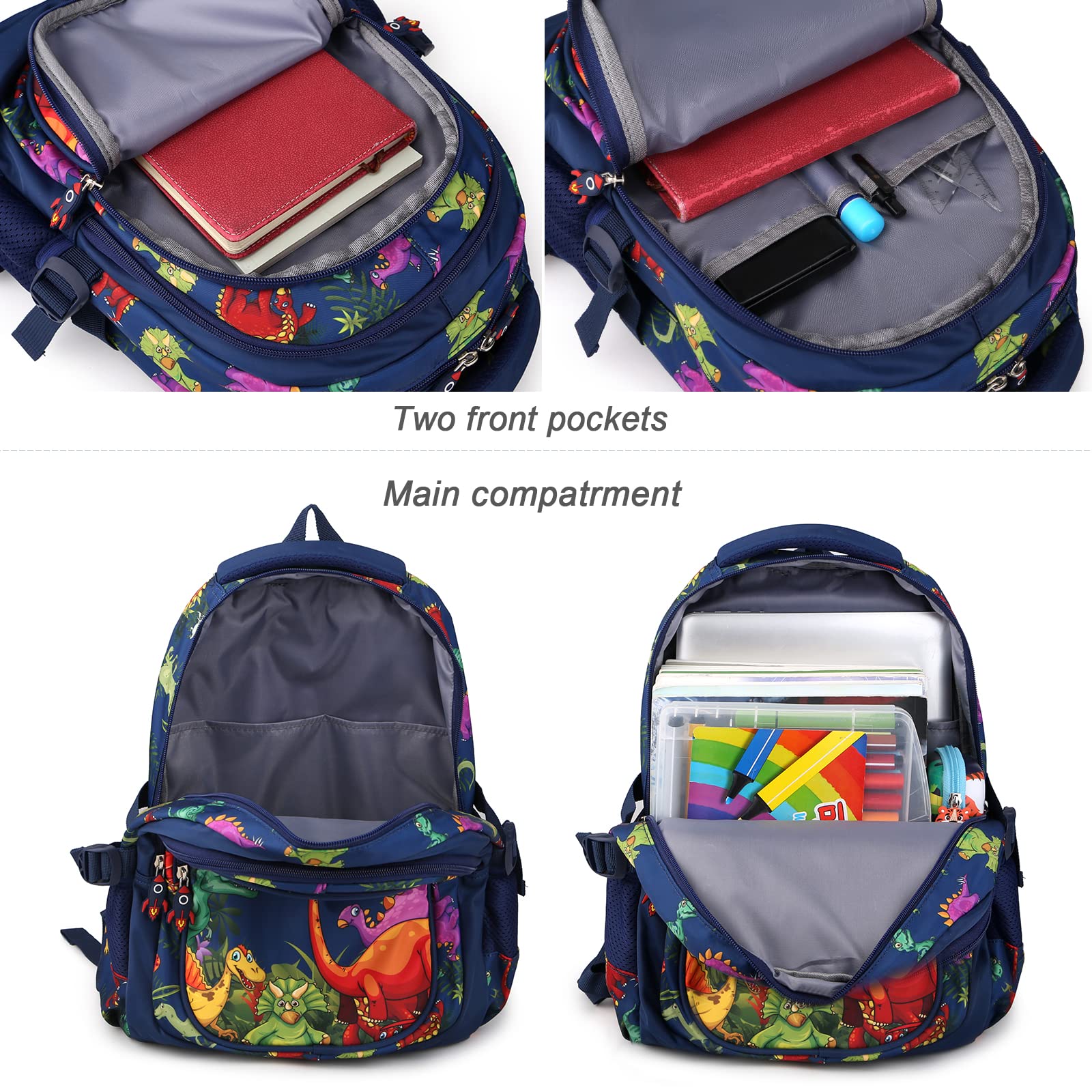 Dinosaur Backpack for Boys Age 5-12 | Lightweight Waterproof School Backpack with Adjustable Padded Straps | Perfect for Elementary Students, Daycare, Travel & Outdoor Adventures