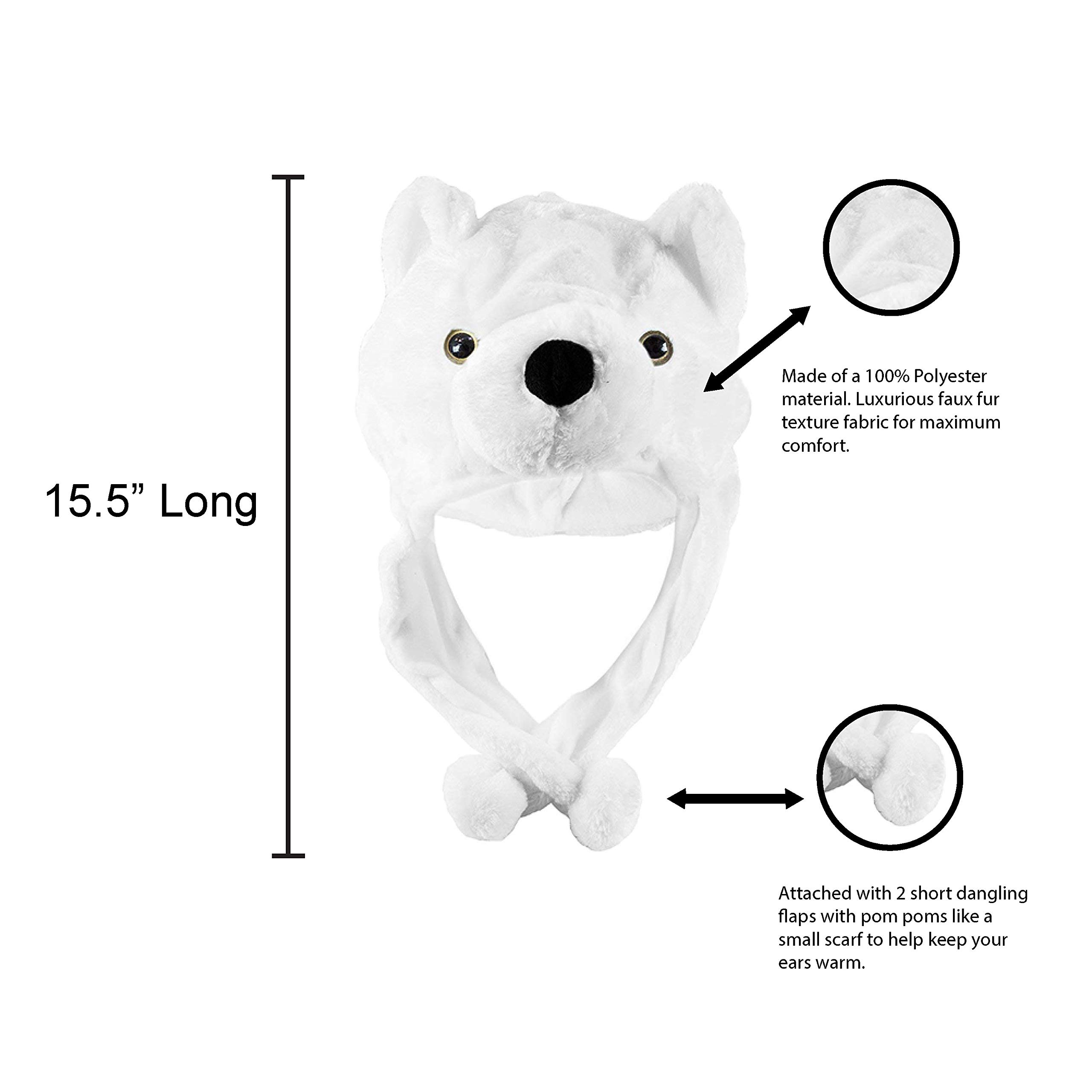Super Z Outlet Polar Bear Plush Animal Hat - Soft Winter Beanie for Women & Men, Warm Fleece Lined Earflap Hat, Cozy Cold Weather Accessory (White) - Perfect for Skiing, Snowboarding & Outdoor Winter Activities