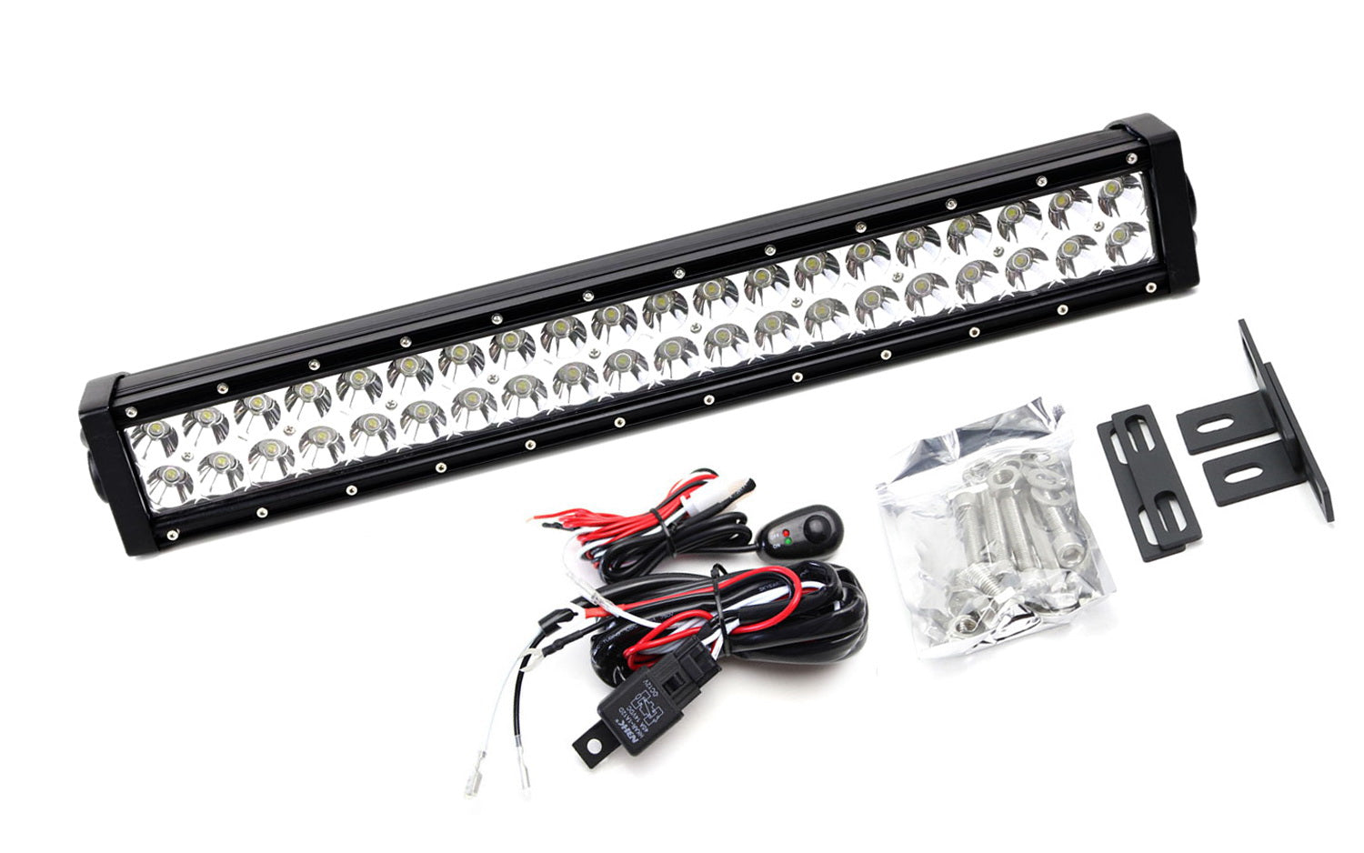 120W LED Light Bar with Behind Grille Mounts & Wiring Kit - Compatible with 2015+ Jeep Renegade - Off-Road, Camping, Night Driving & Emergency Lighting