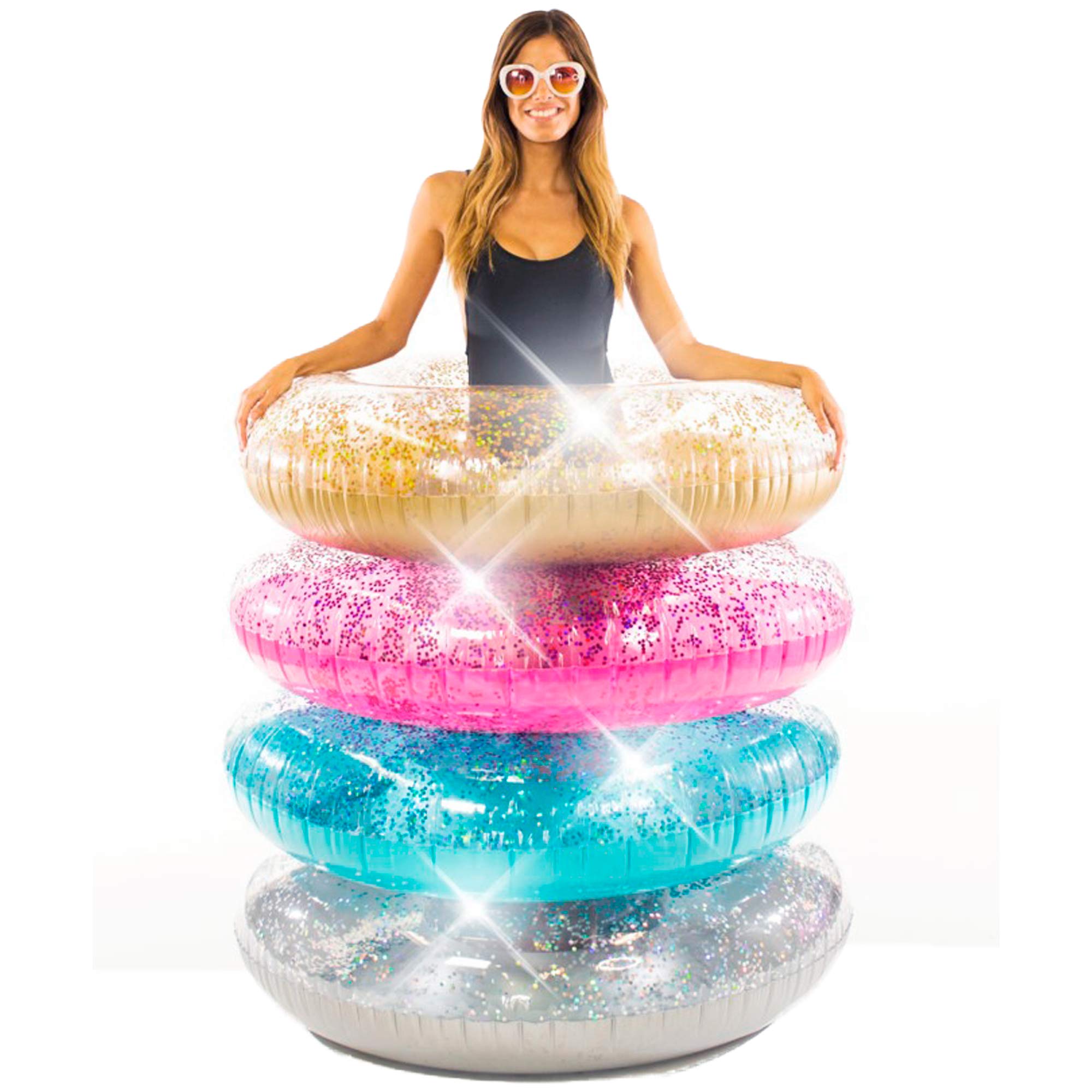 PoolCandy Jumbo Pool Tube 48 Inch - Extra Large Inflatable Pool Float for Adults, Kids & Family - Fun Summer Water Toy for Pool Parties, Beach & Lake Relaxation