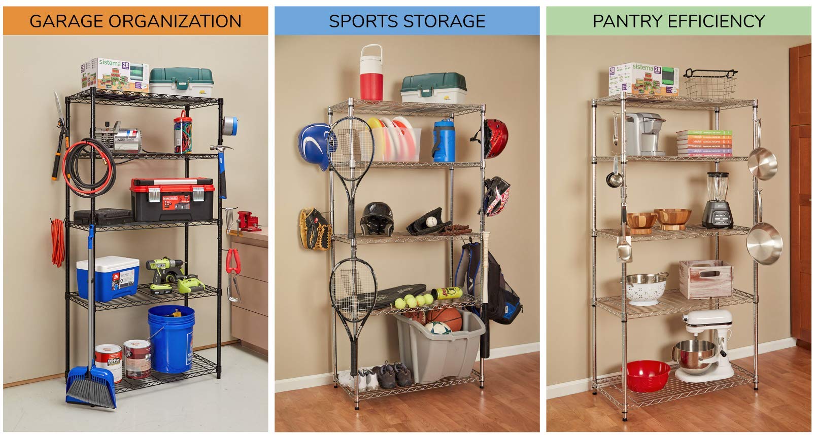 Sunway 5-Pack Chrome Shelf Pole Hooks - Heavy Duty C-Hooks for Garage Storage & Shelving Organization | Fits Metal/Wire Shelves & Racks | Easy Install | Perfect for Pantry, Closet & Workshop Organization