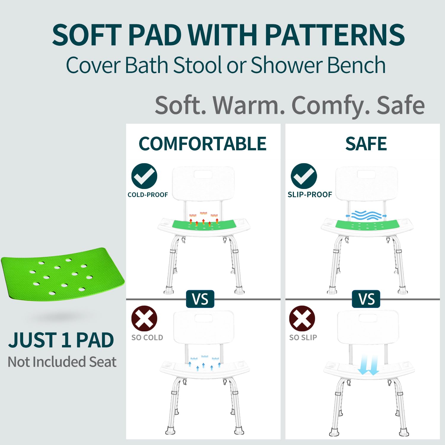 Non-Slip Soft Cushion for Shower Seat - 14