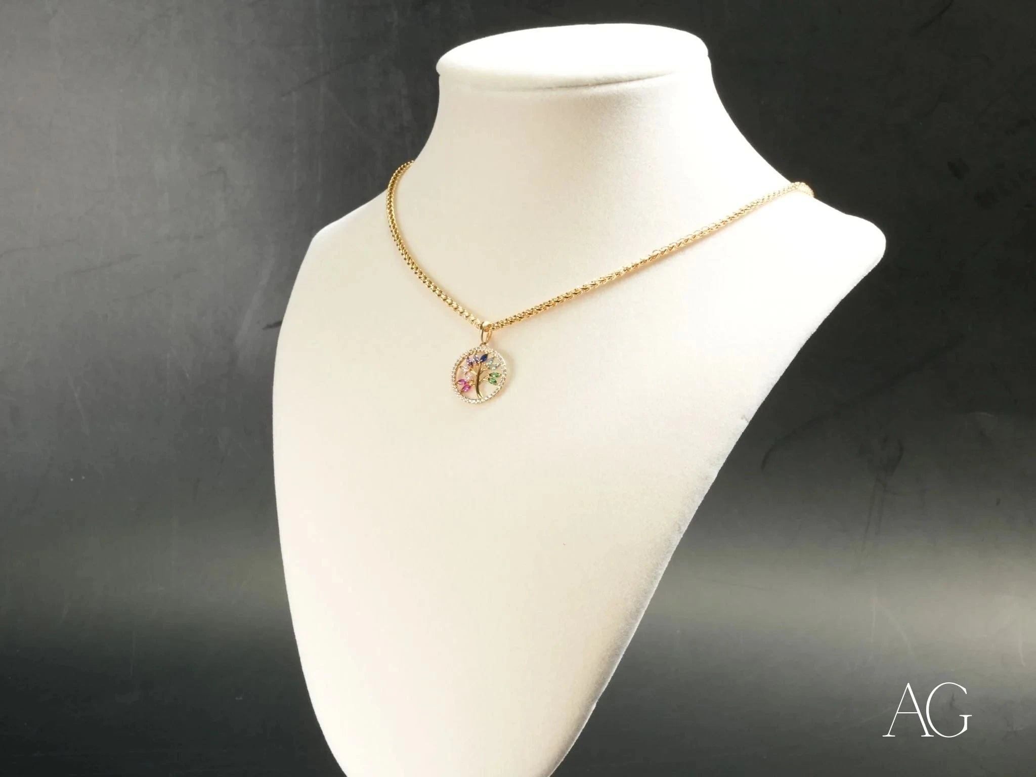 Radiant Life: Colorful CZ Tree of Life Pendant Necklace - Perfect for Boho Fashion, Spiritual Jewelry & Gift Giving