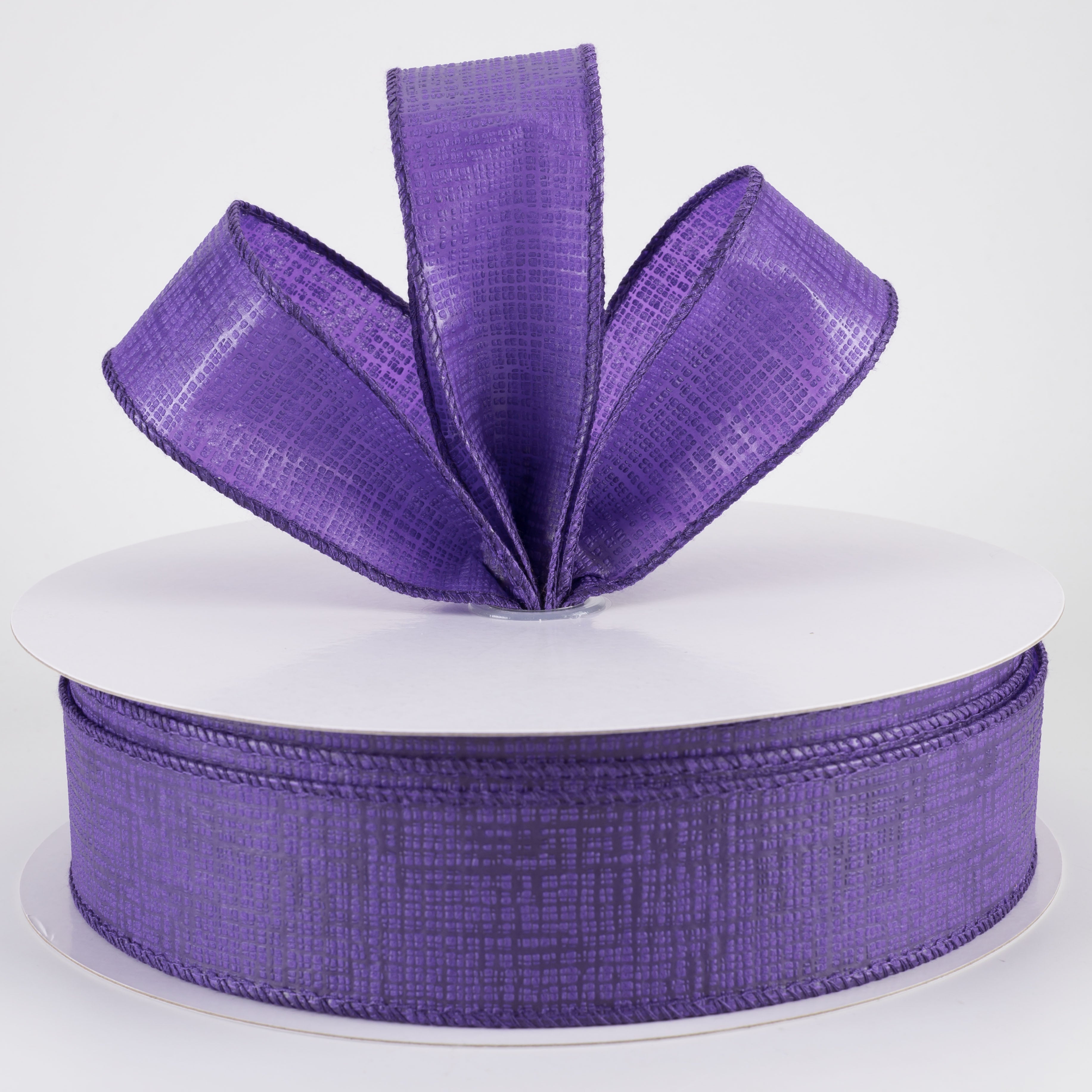 1.5 Inch Embossed Crosshatch Breeze Ribbon - Purple Craft Ribbon (50 Yards) for Gift Wrapping, DIY Projects, Hair Bows, and Scrapbooking