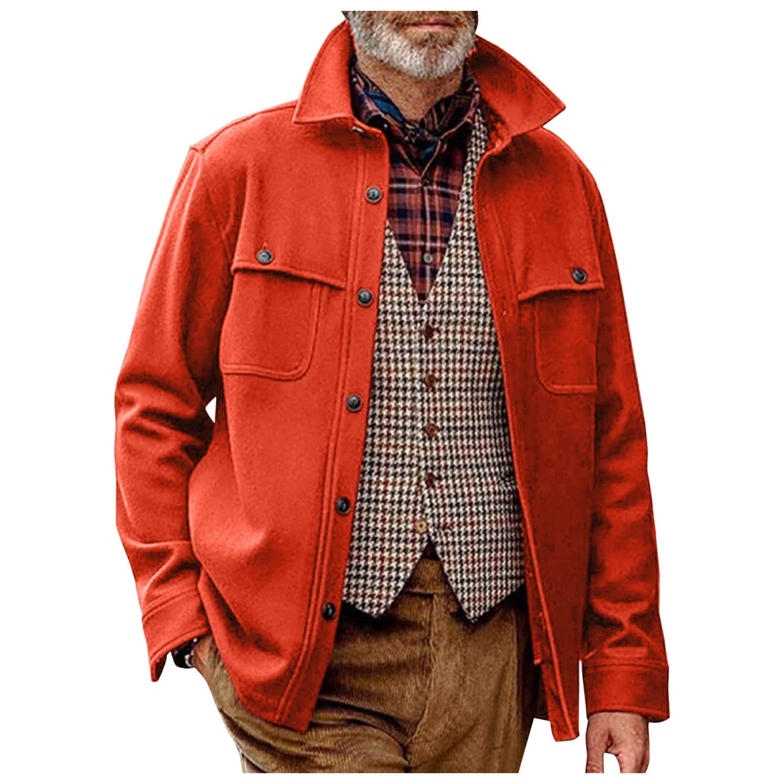 Vintage Lightweight Men's Winter Overcoat - Button-Front Jacket for Casual & Formal Wear | UOKNICE MEN-TOPS | Cold Weather Outerwear for Office, Dating & Daily Use