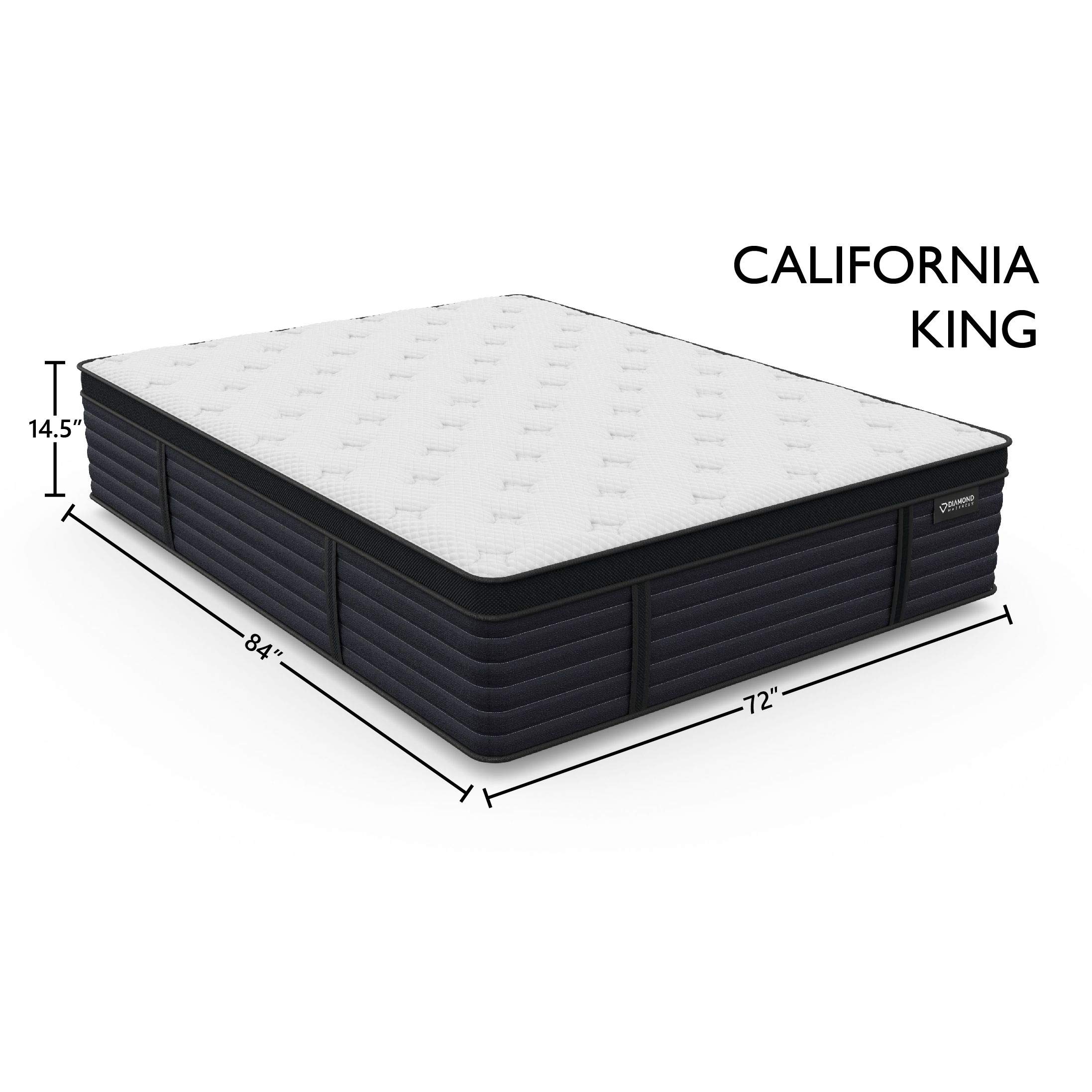 DreamSuite Cool Latex Hybrid EuroTop Mattress 14.5-inch Medium Firmness - California King Size | Breathable & Pressure Relief | Perfect for Hot Sleepers & Back Pain Relief