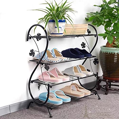 Senhill 4-Tier Metal Shoe Rack Organizer - Space Saving Shoe Storage Shelf for Entryway, Hallway, Closet & Bedroom - Perfect for Organizing Sneakers, Boots & Sandals