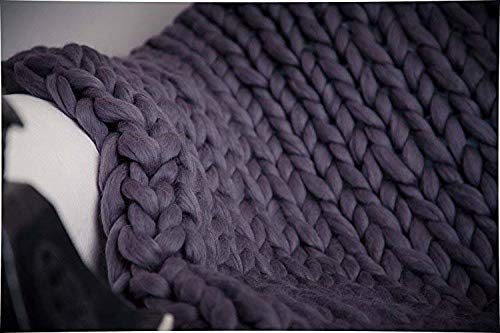 Chunky Knit Blanket - Handmade Bulky Yarn Throw for Bed, Sofa & Pet Bed - 80x80 Inch (200x200cm) Dark Grey Boho Home Decor - Perfect for Cozy Nights, Yoga & Living Room Accent