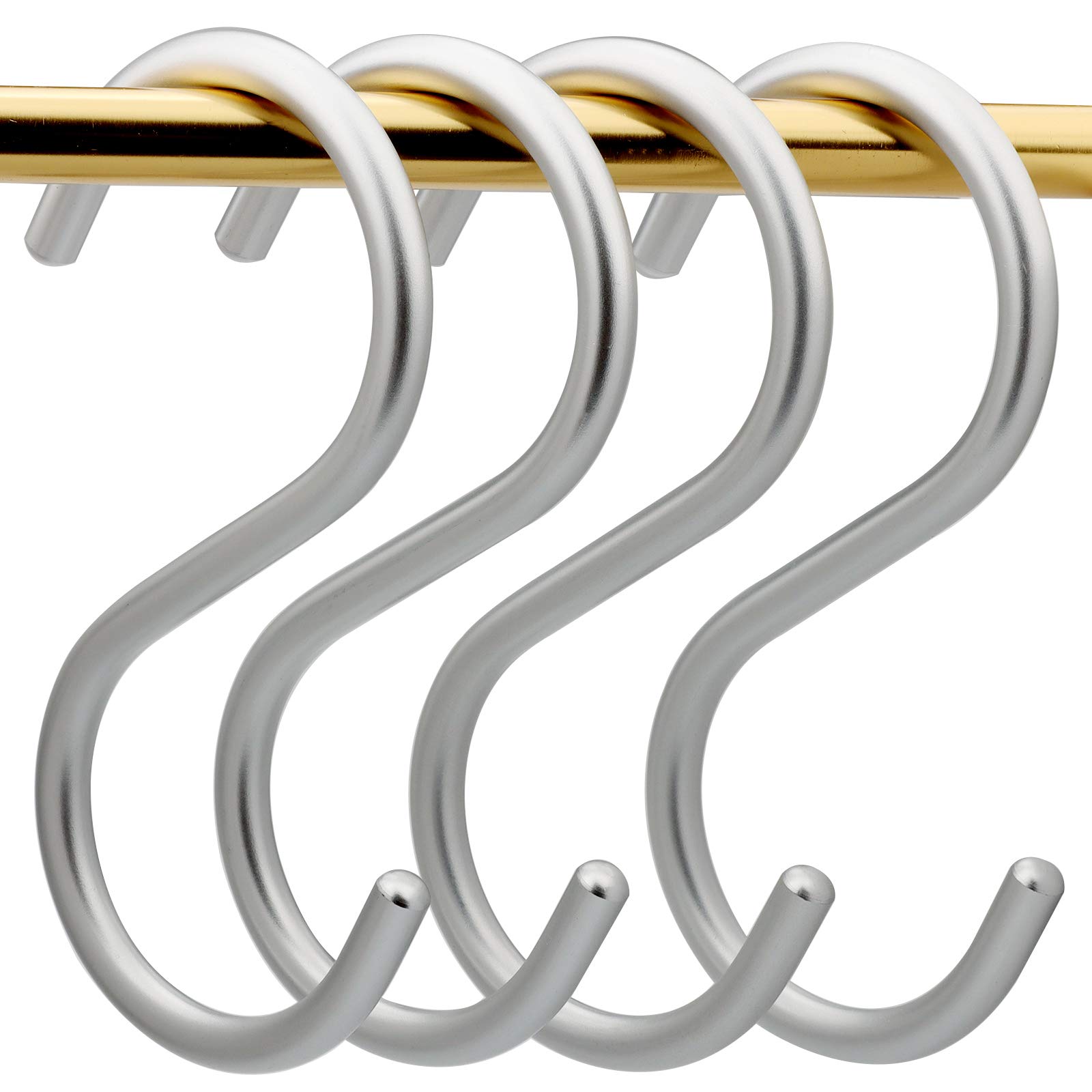 Heavy Duty S-Shaped Hooks - 4 Pack Aluminum Alloy Closet Hooks for Bathroom, Workshop, Garage & Home Organization - Rustproof Metal Utility Hooks for Hanging Coats, Towels, Tools & More