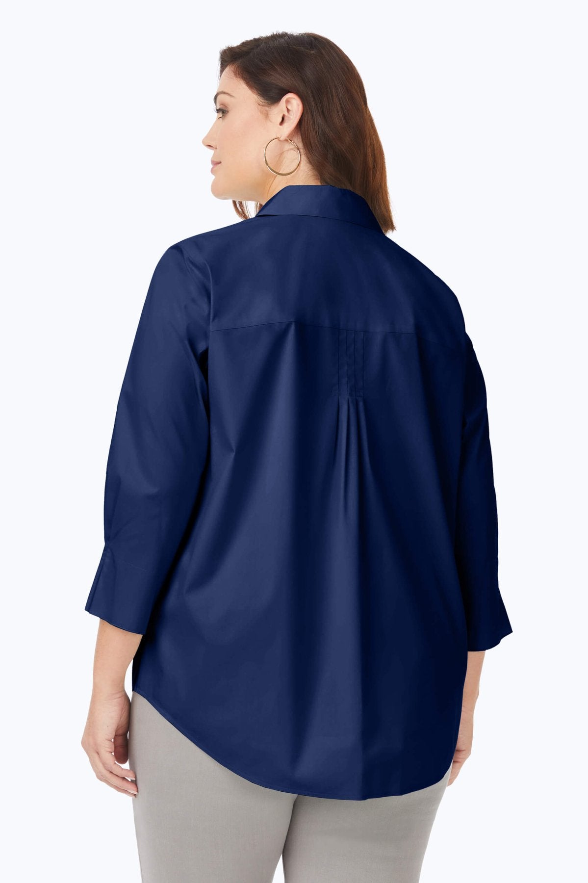 Paulie Plus No Iron Stretch 3/4 Sleeve Shirt for Women - Wrinkle-Free Comfort Fit Blouse for Office, Travel & Casual Wear