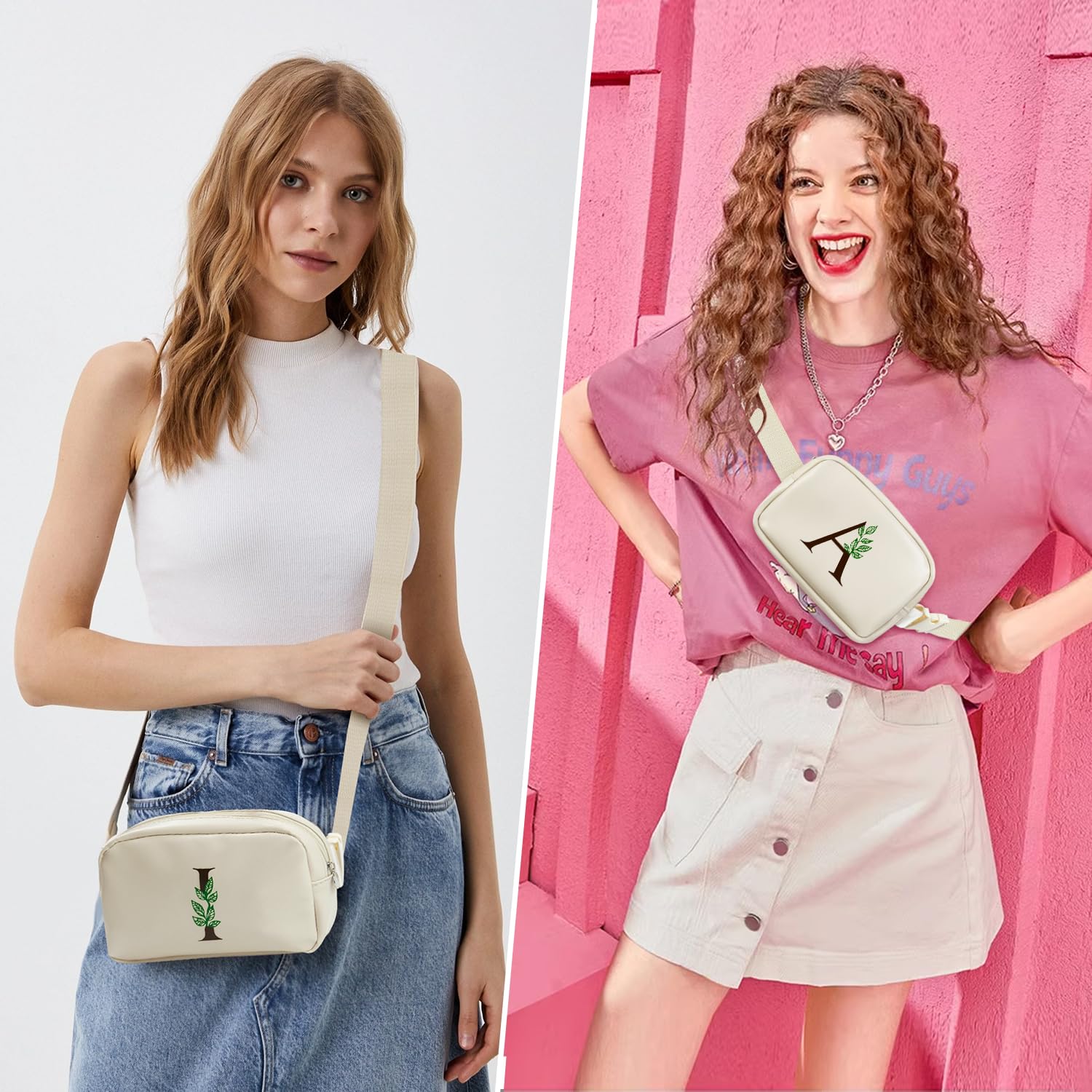 Personalized Initial Letter Belt Bag for Women - Trendy Fanny Pack with Custom Monogram - Perfect Birthday & Christmas Gift for Her - Ideal for Travel, Gym, and Everyday Use