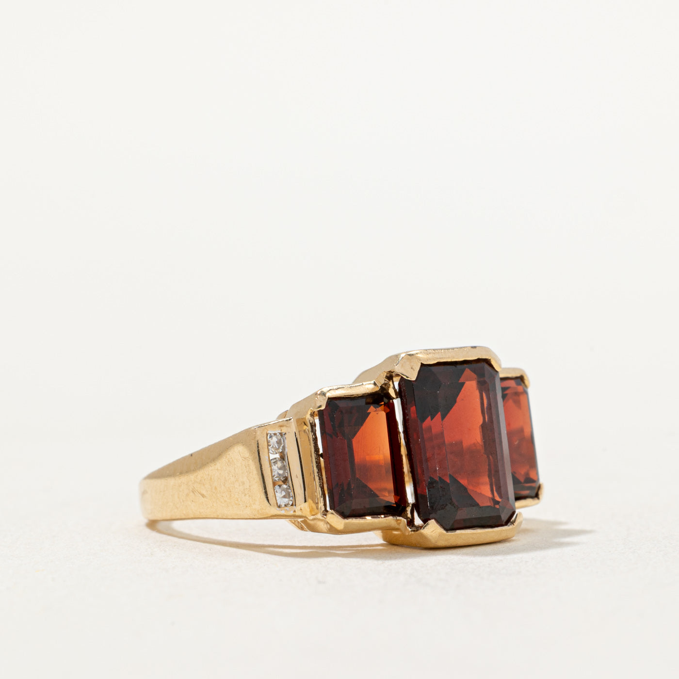 5.75ctw Three Stone Garnet & Diamond Ring with 0.03ctw Diamonds | Size 6.5 | Elegant Jewelry for Anniversary, Engagement & Special Occasions