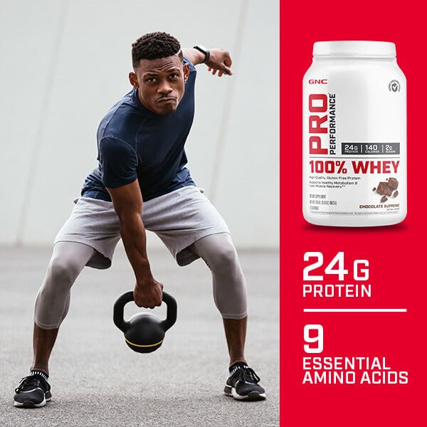 GNC Pro Performance 100% Whey Protein Powder - Vanilla Cream Flavor, 4.8 lb (68 Servings) for Muscle Recovery & Post-Workout Nutrition | Gym Supplement for Athletes & Bodybuilders
